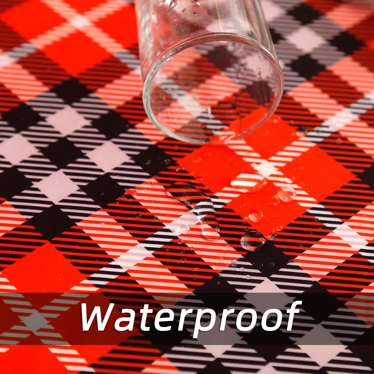 Christmas Red Orange Tartan Plaid Rectangle Tablecloth