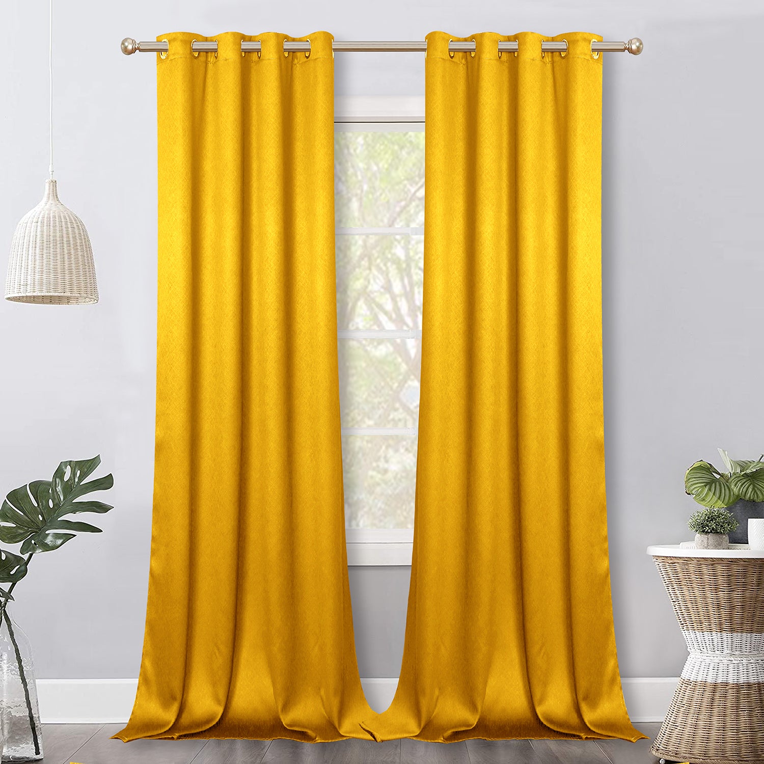Jolly's Satin Curtains - Yellow