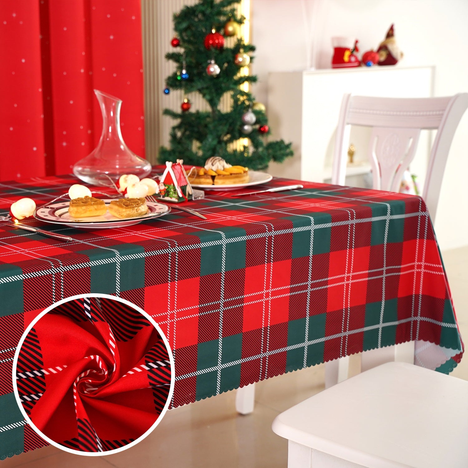 Christmas Tartan Plaid Rectangle Tablecloth - Red-Green