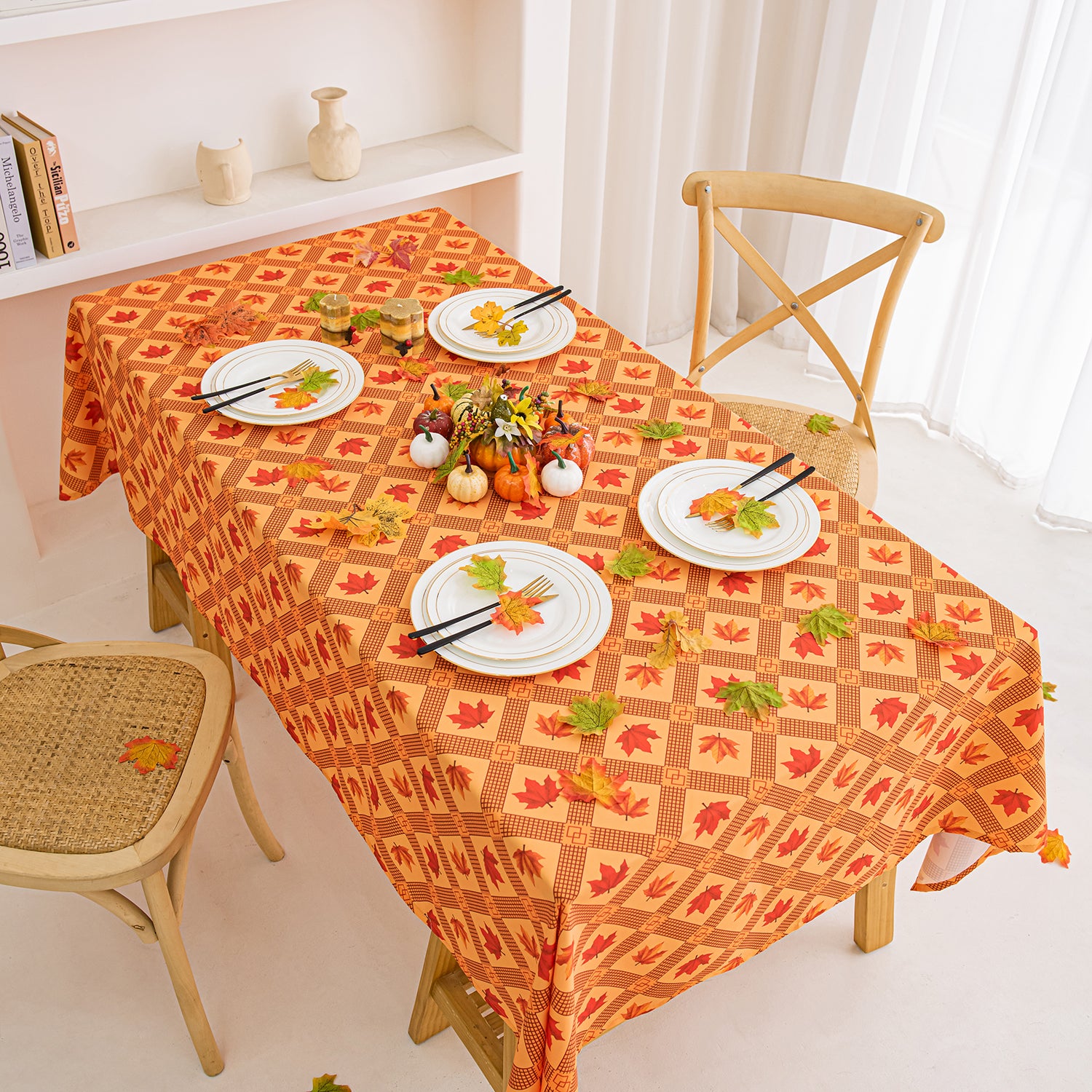 Daily Orange Autumn Leaves Rectangle Tablecloth