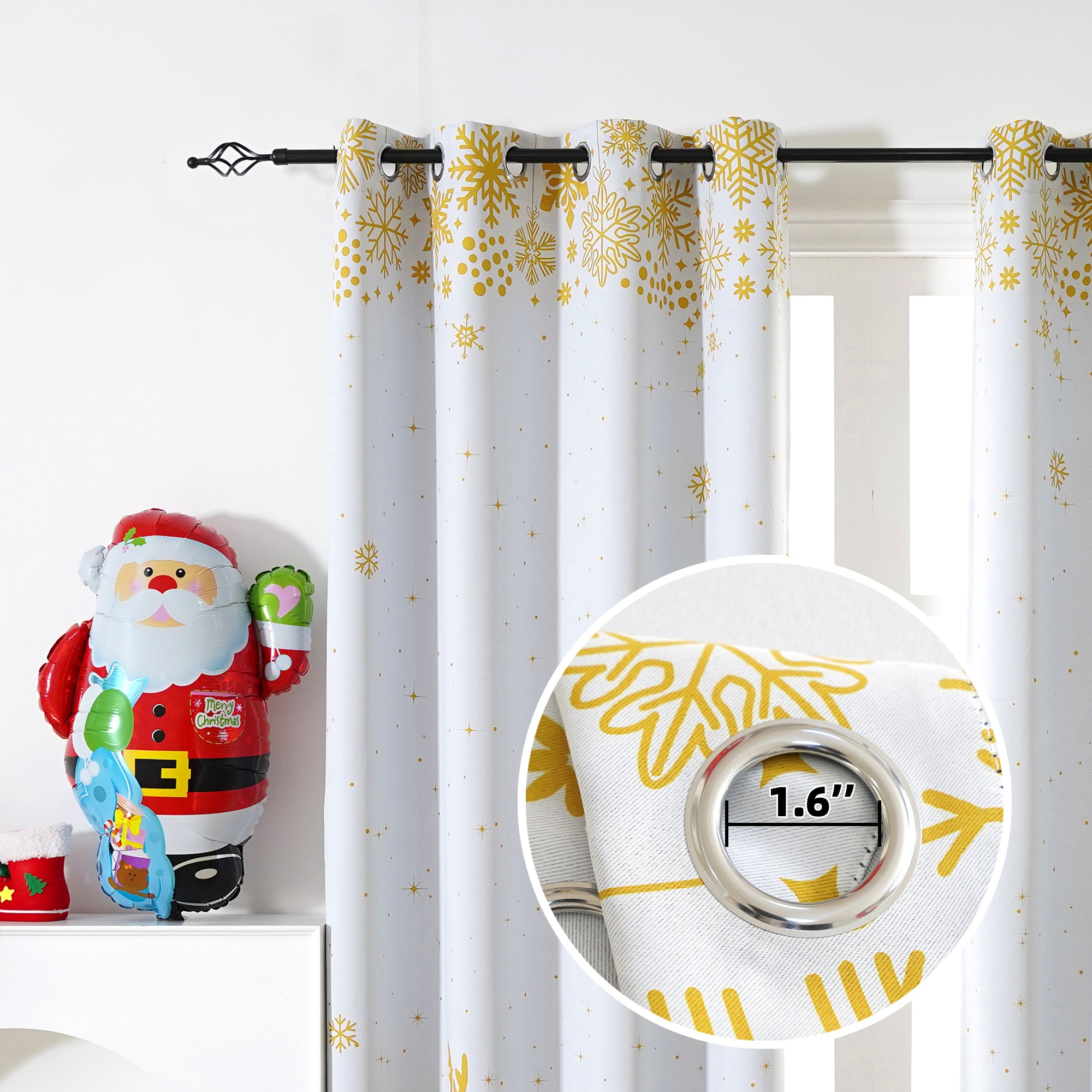 Christmas Curtains - White Reindeer