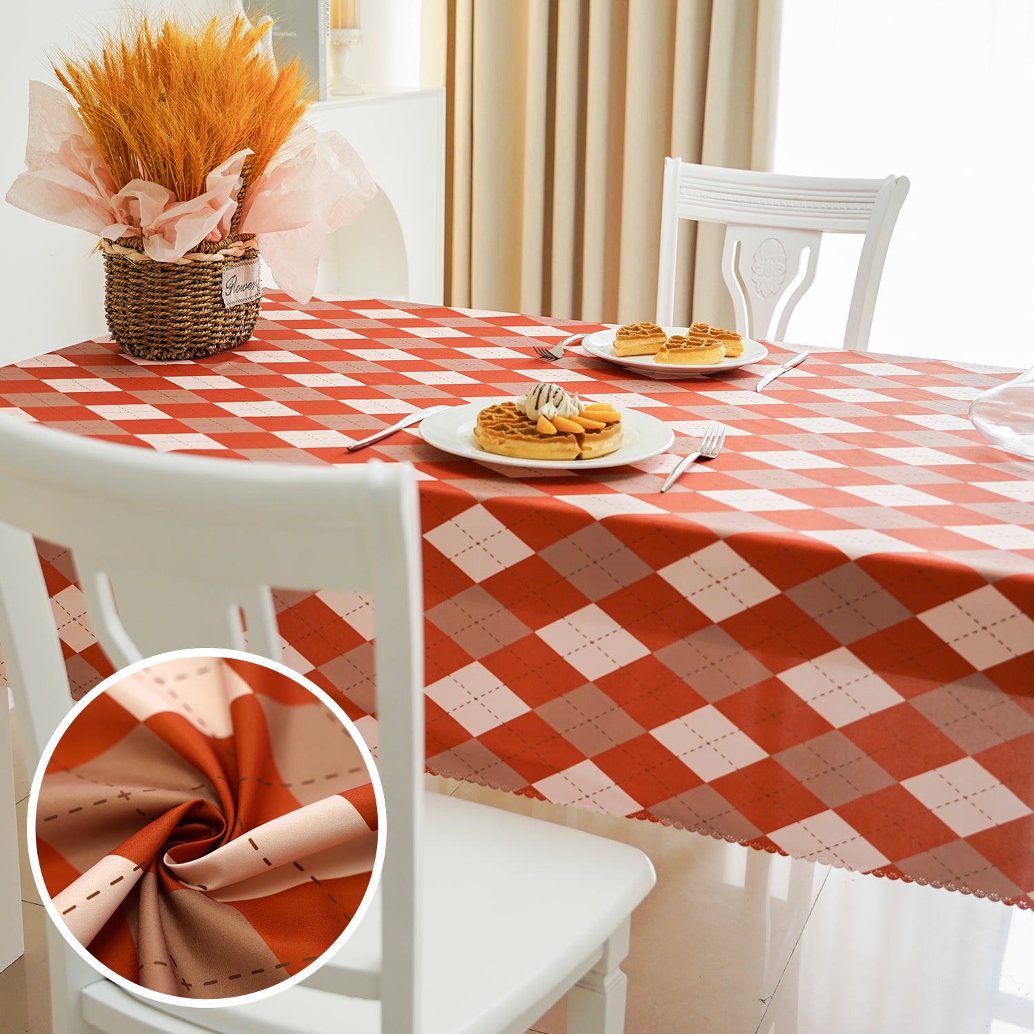 Daily Orange Checker Rectangle Tablecloth