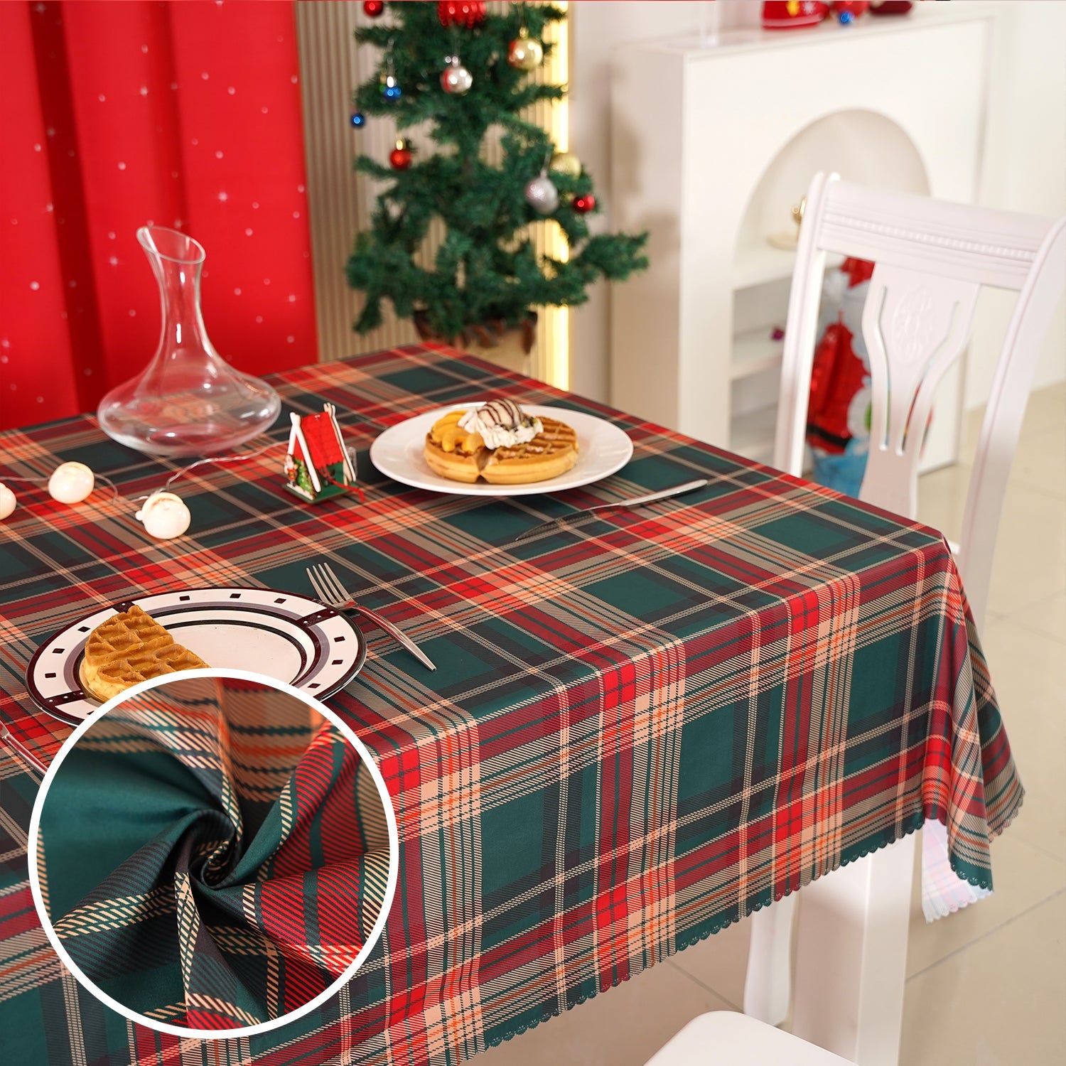 Christmas Tartan Plaid Rectangle Tablecloth - Green-Red