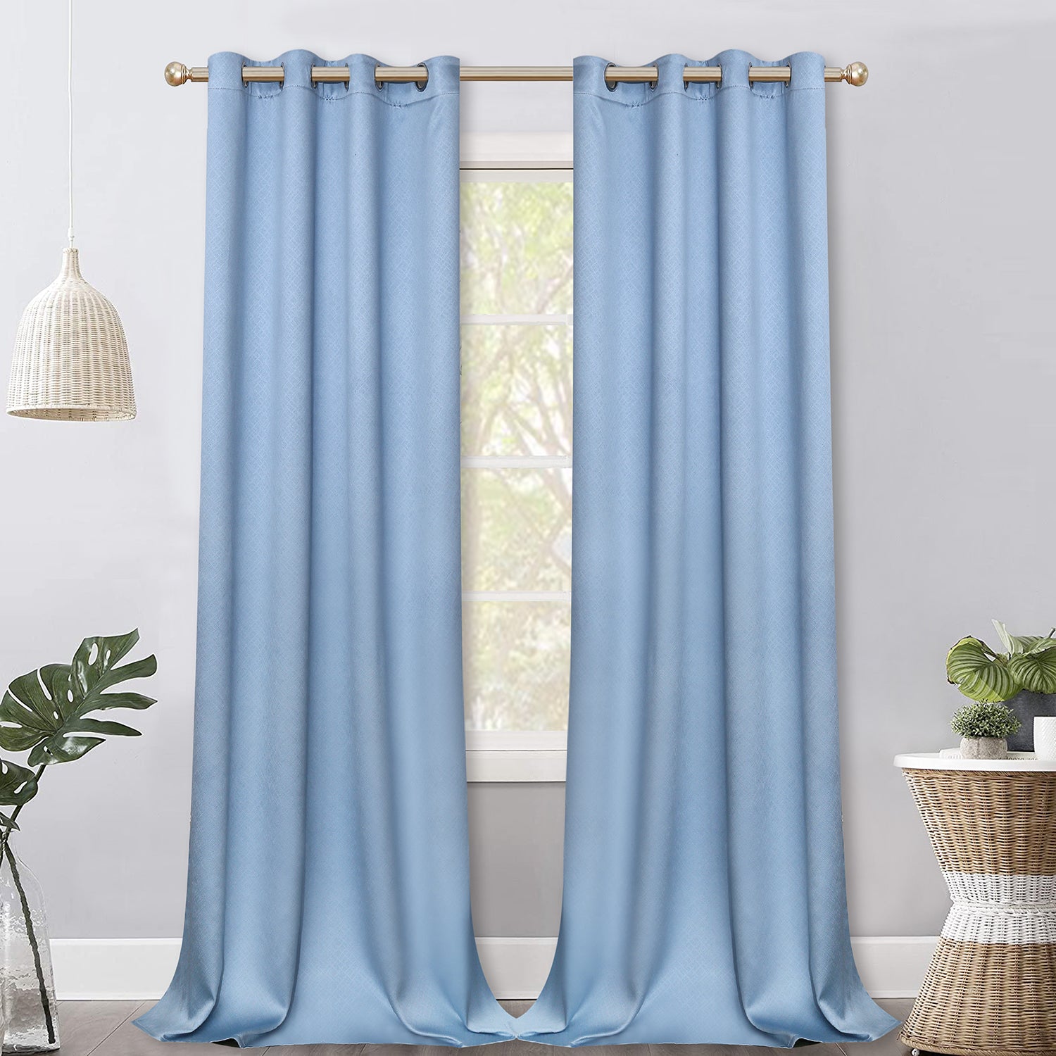 Jolly's Satin Curtains - Light Blue