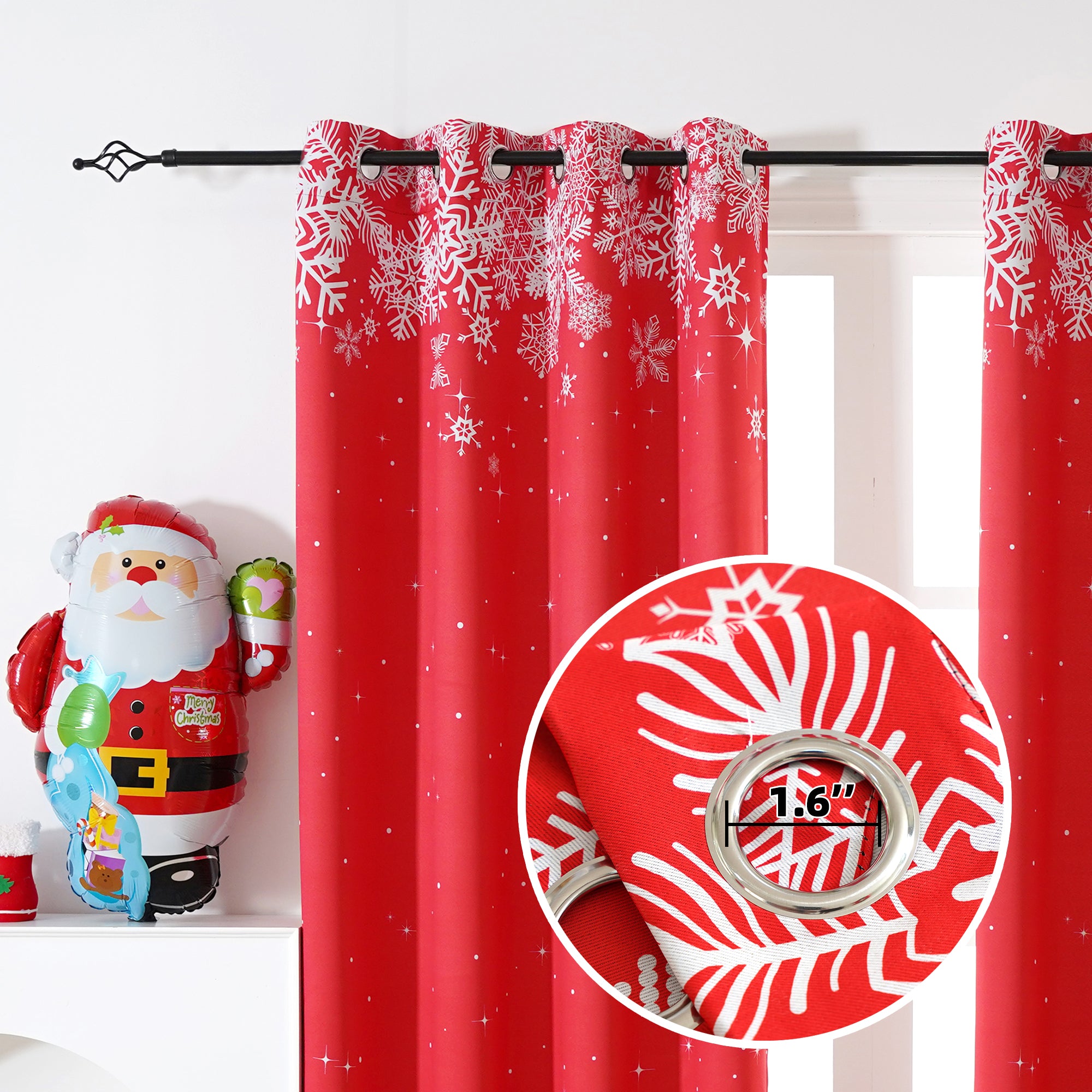 Christmas Curtains - Red Snowflake