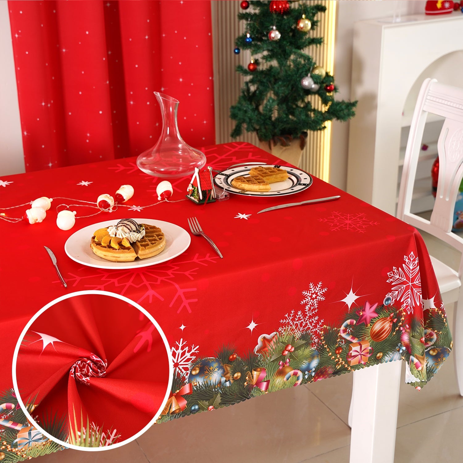 Christmas Red Xmas Tree Pattern Rectangle Tablecloth