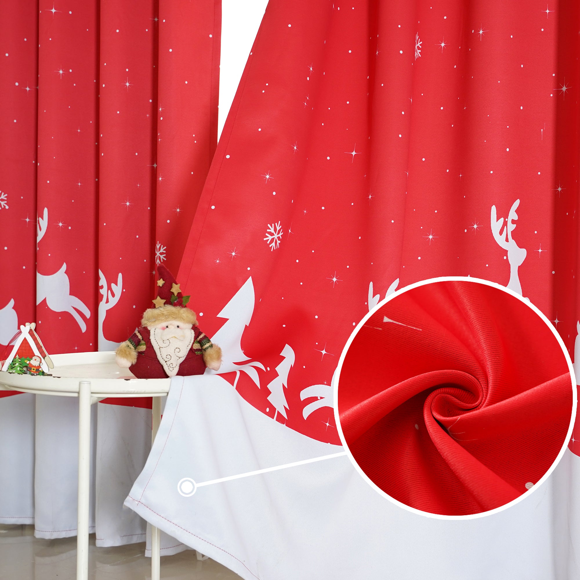 Christmas Curtains - Red Reindeer