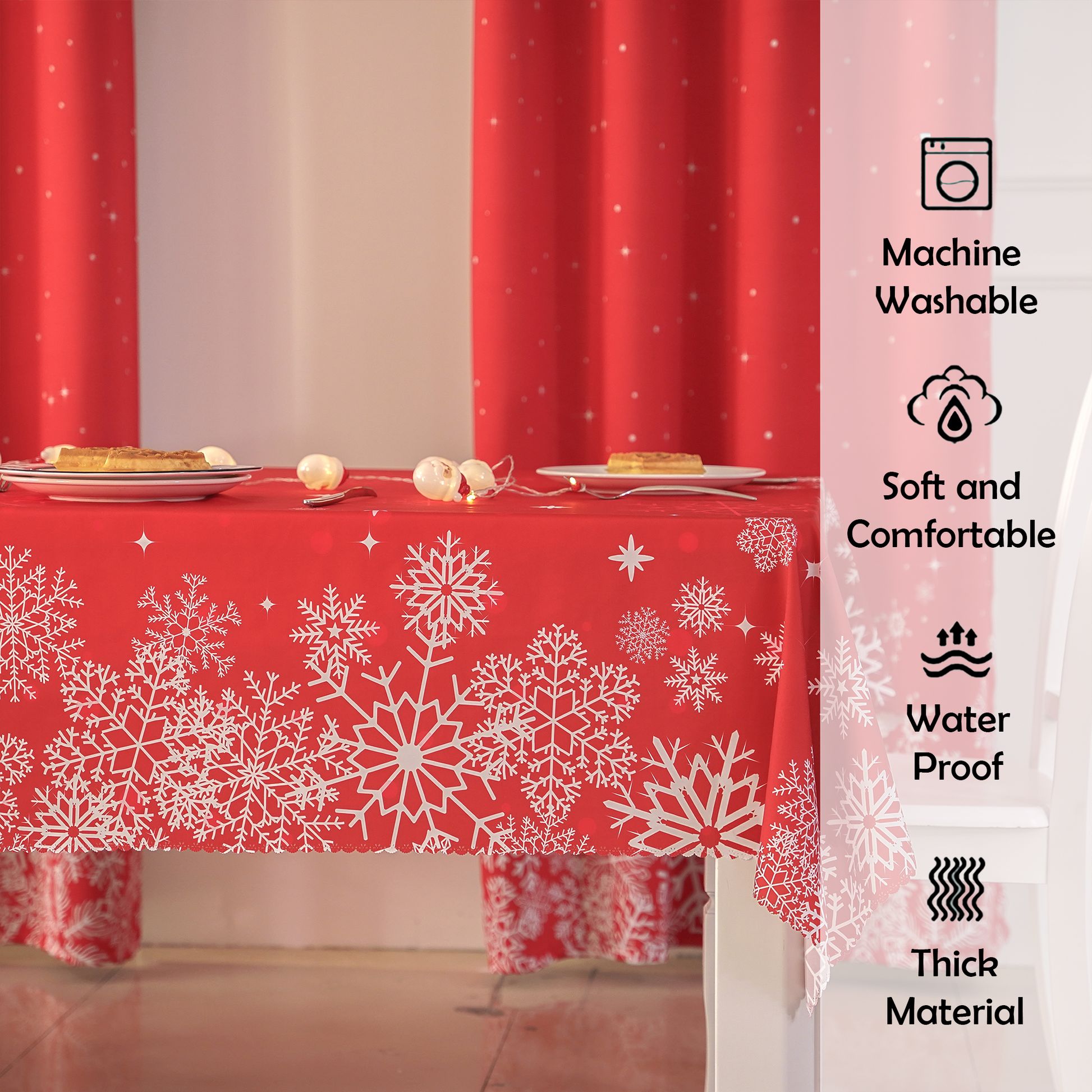 Christmas Snowflake Pattern Rectangle Tablecloth