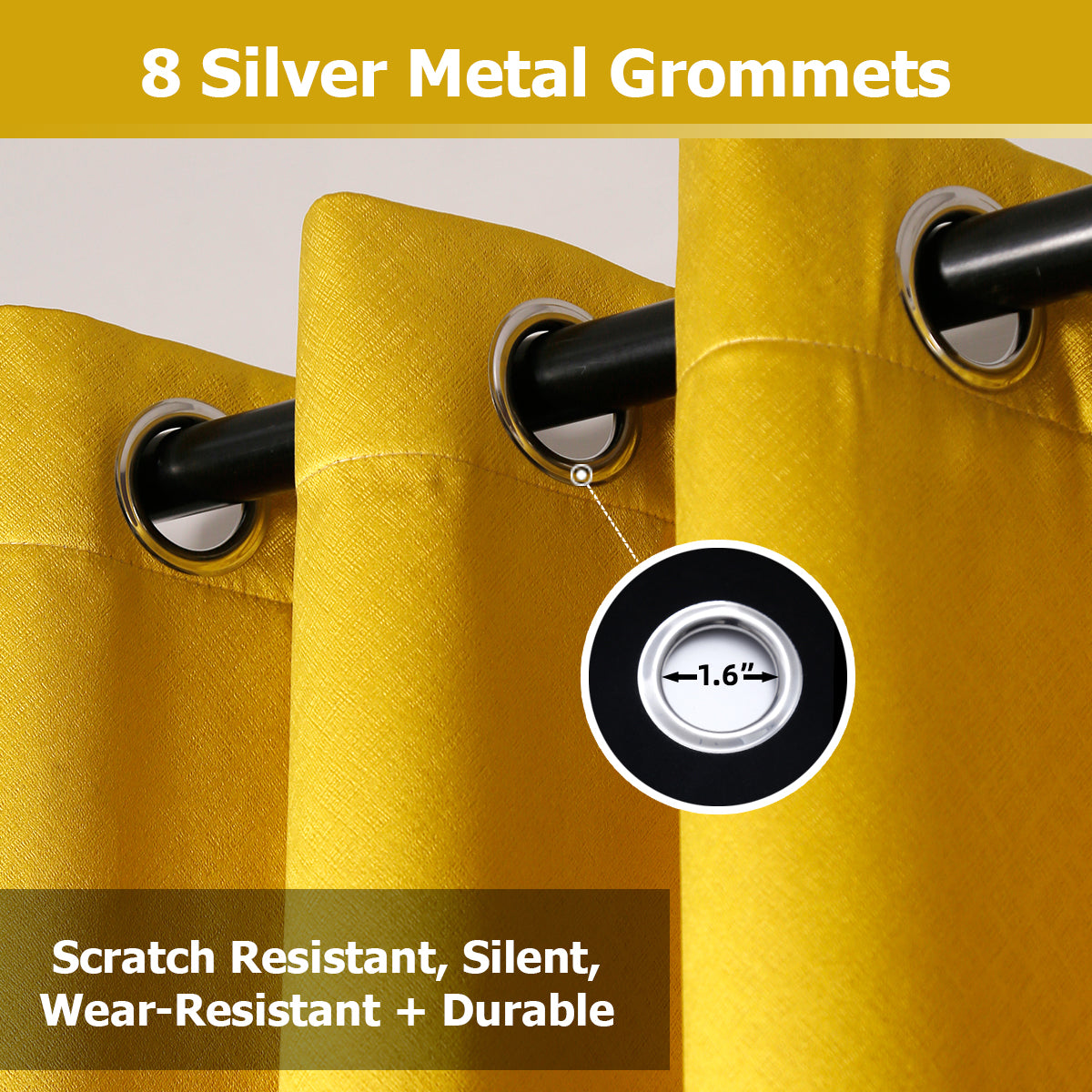 Jolly's Satin Curtains - Yellow