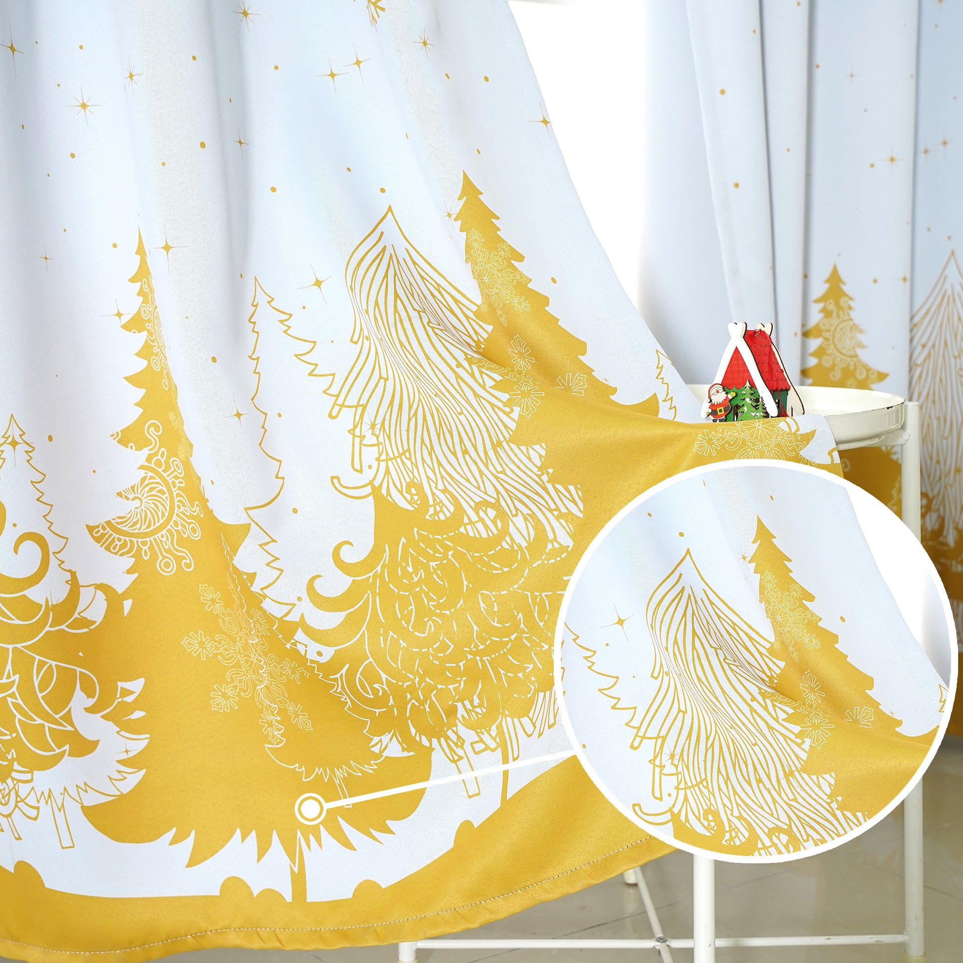 Christmas Curtains - White Xmas Trees