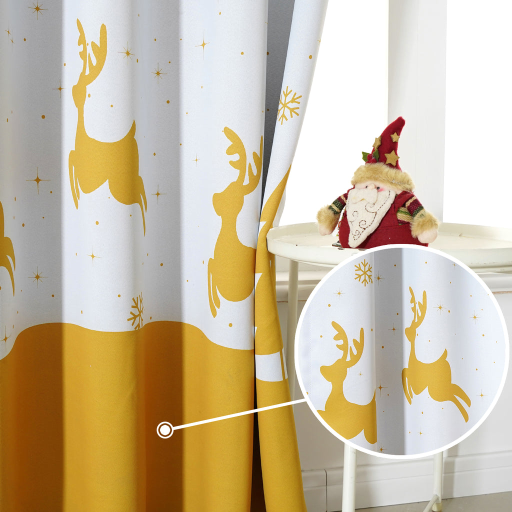 Christmas Curtains - White Reindeer