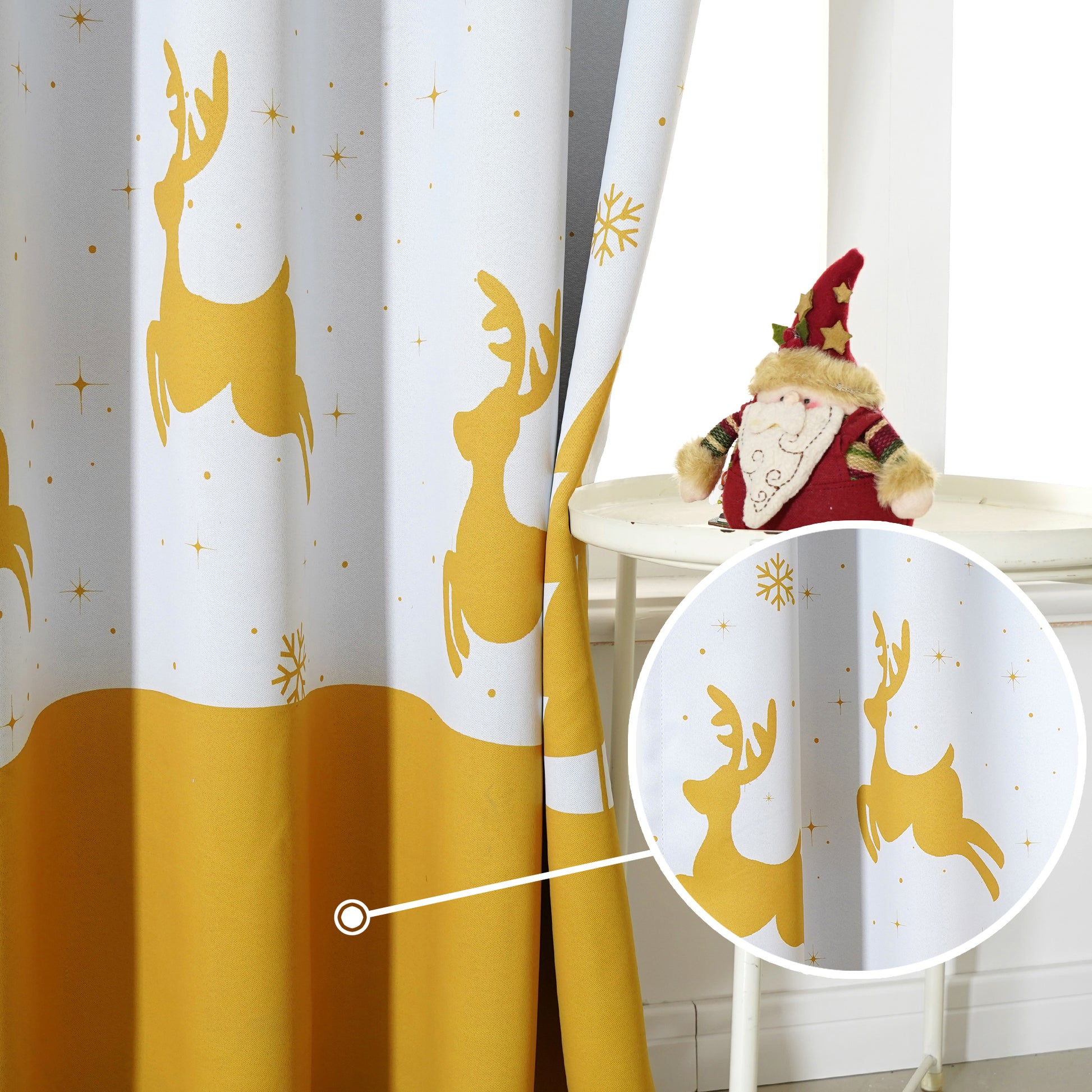 Christmas Curtains - White Reindeer