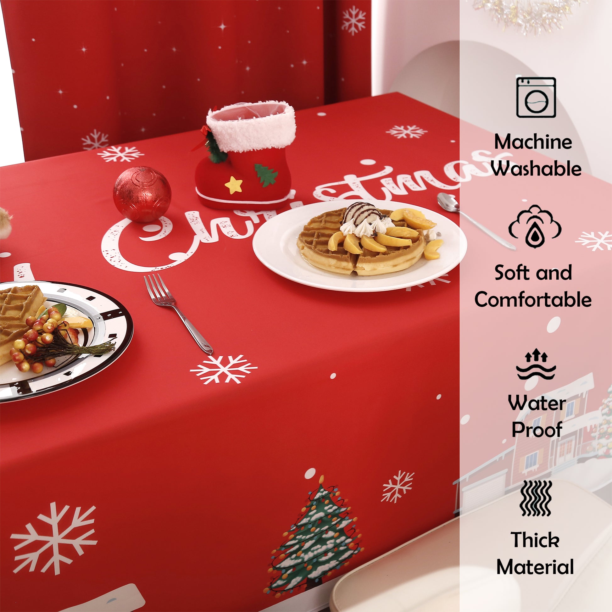 Christmas Log Cabin Pattern Rectangle Tablecloth - Red