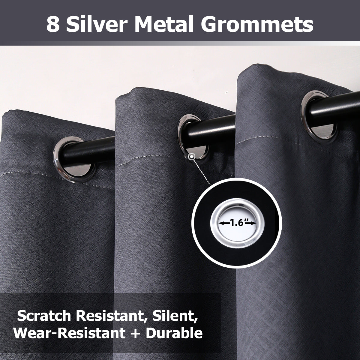 Jolly's Satin Curtains - Dark Gray