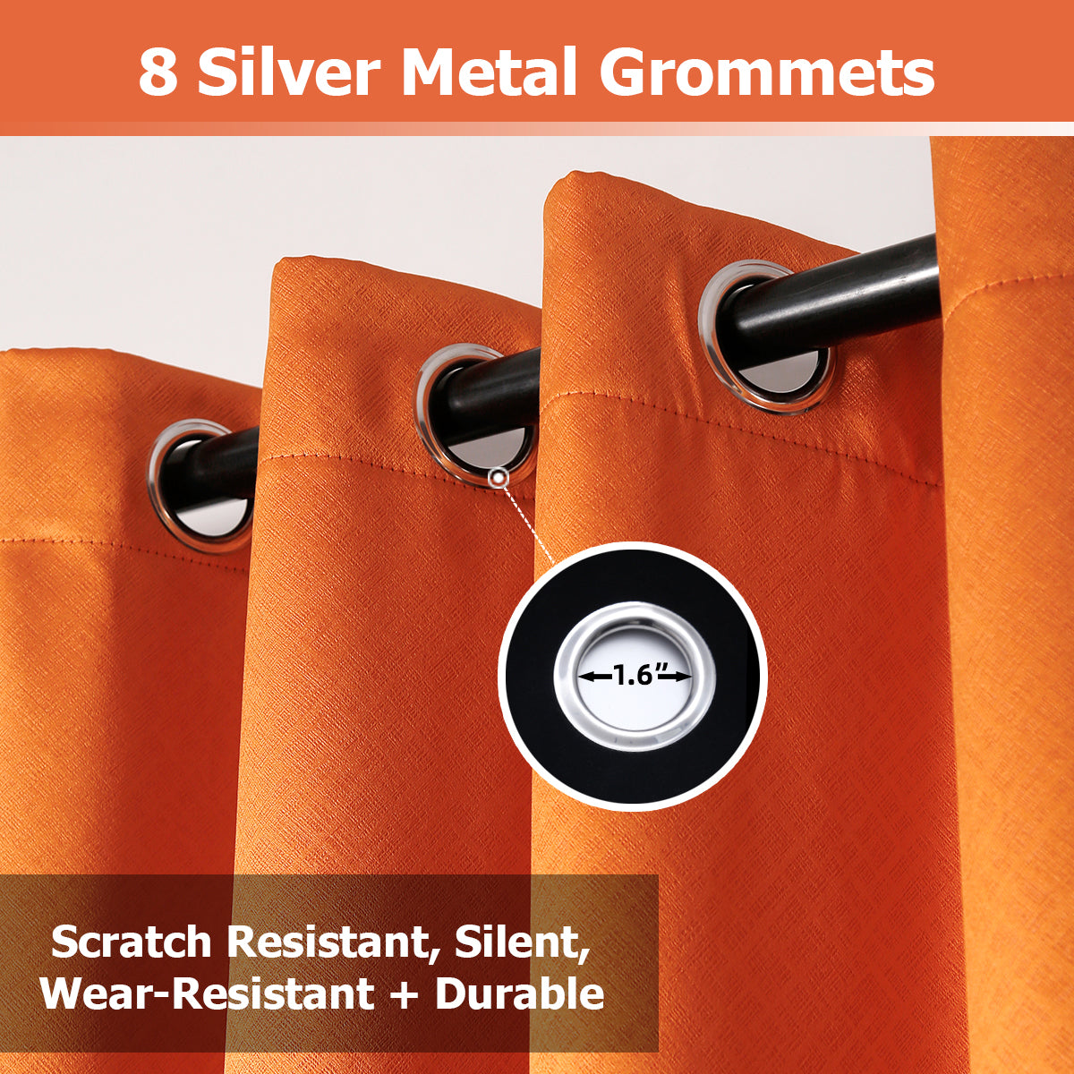 Jolly's Satin Curtains - Orange