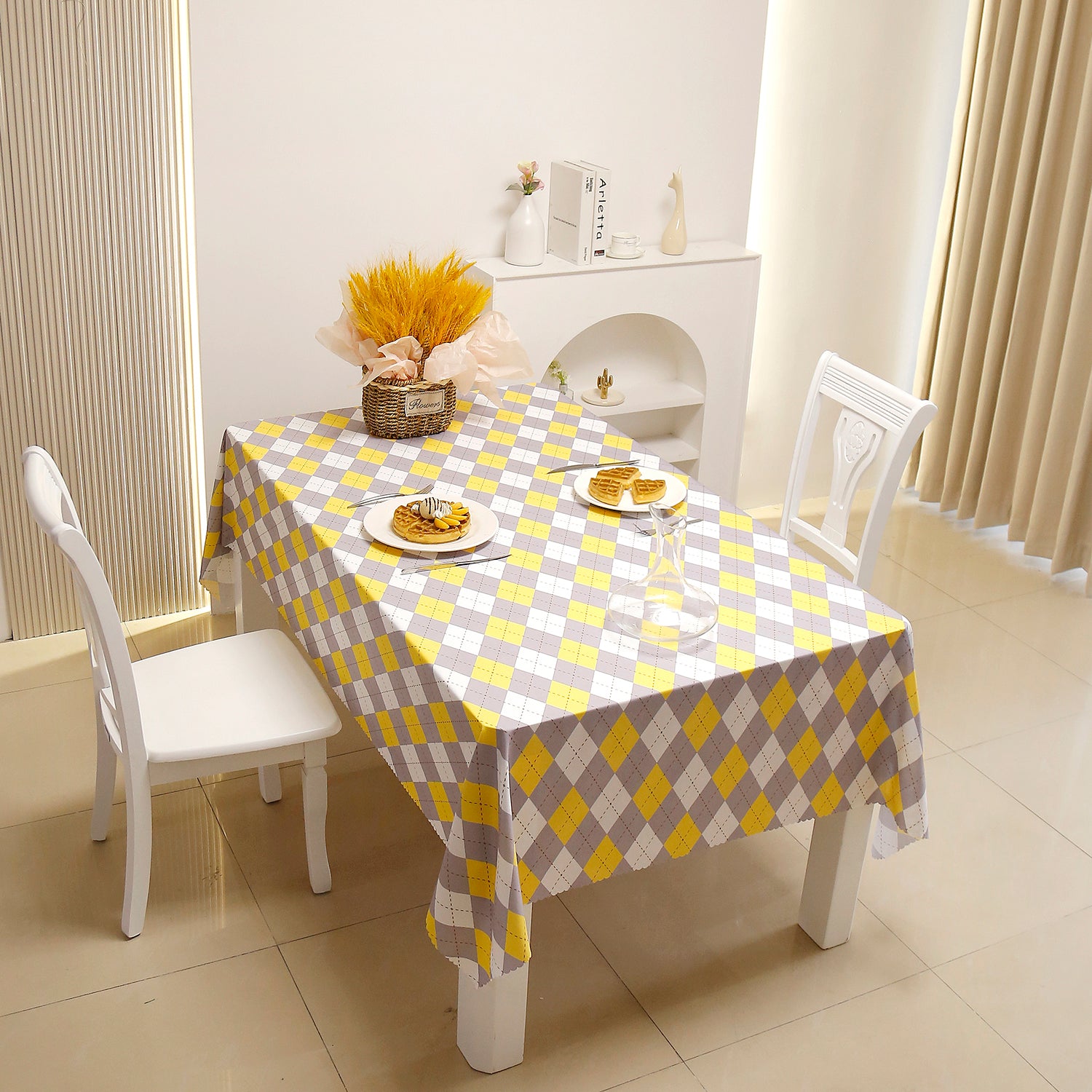 Daily Yellow Checker Rectangle Tablecloth