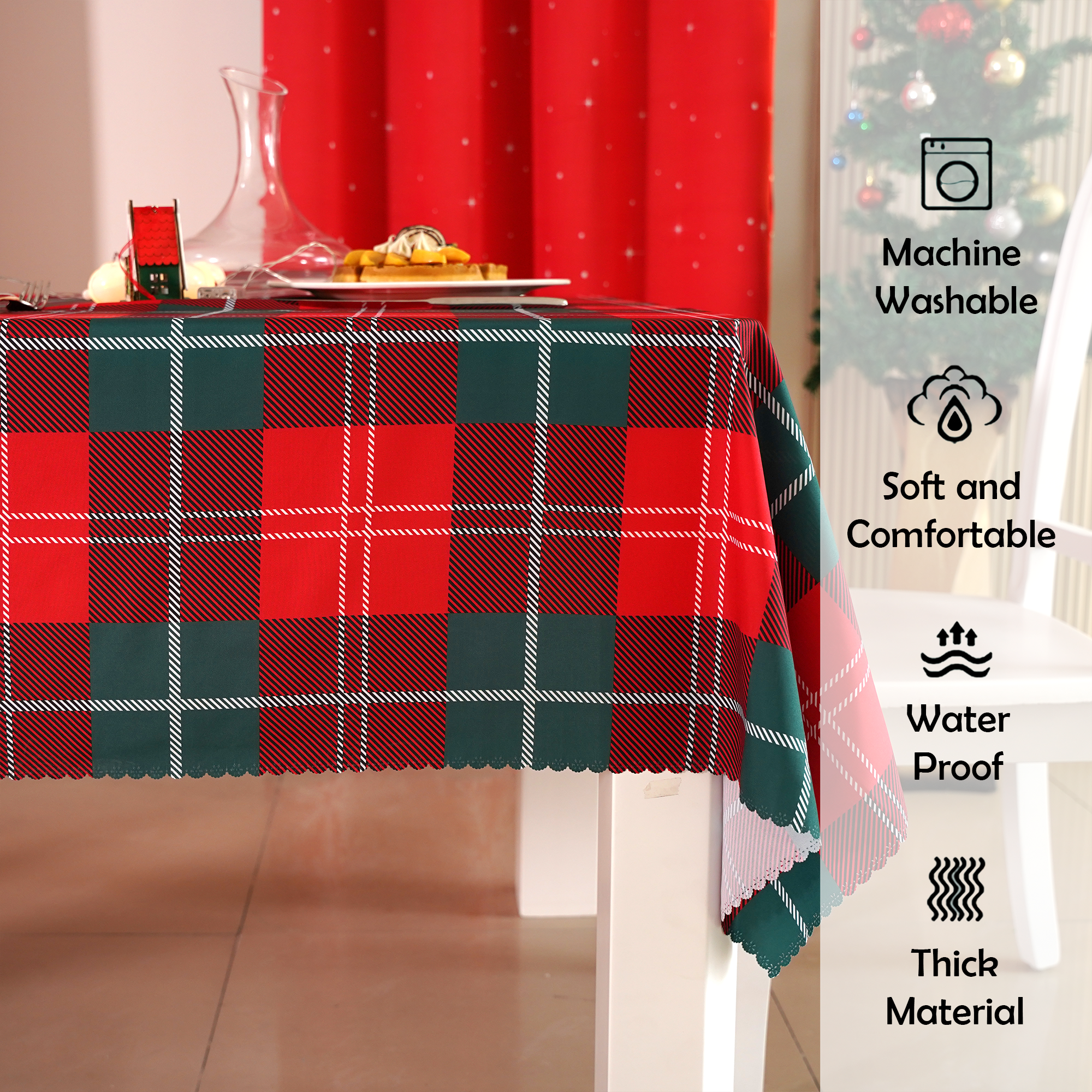 Christmas Tartan Plaid Rectangle Tablecloth - Red-Green