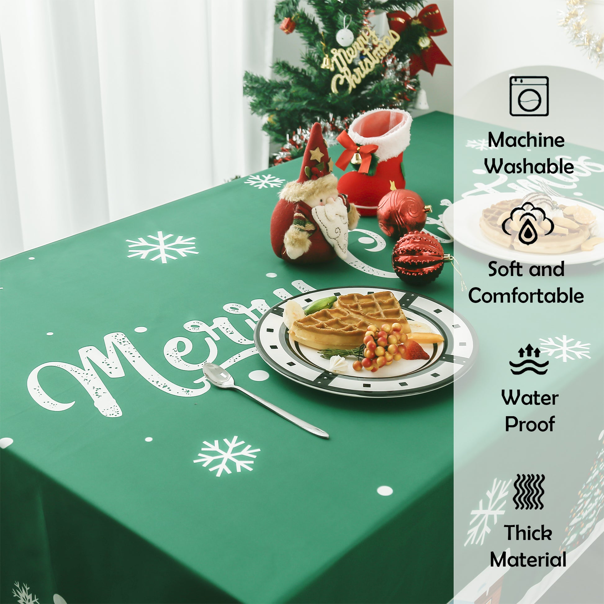 Christmas Log Cabin Pattern Rectangle Tablecloth - Green