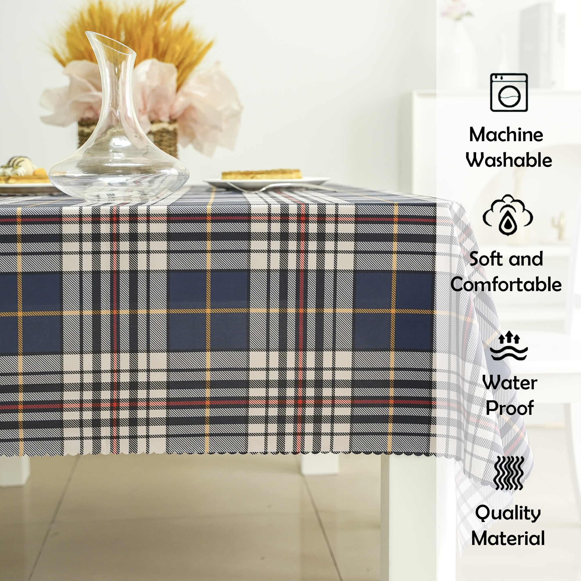 Daily Blue Tartan Plaid Rectangle Tablecloth