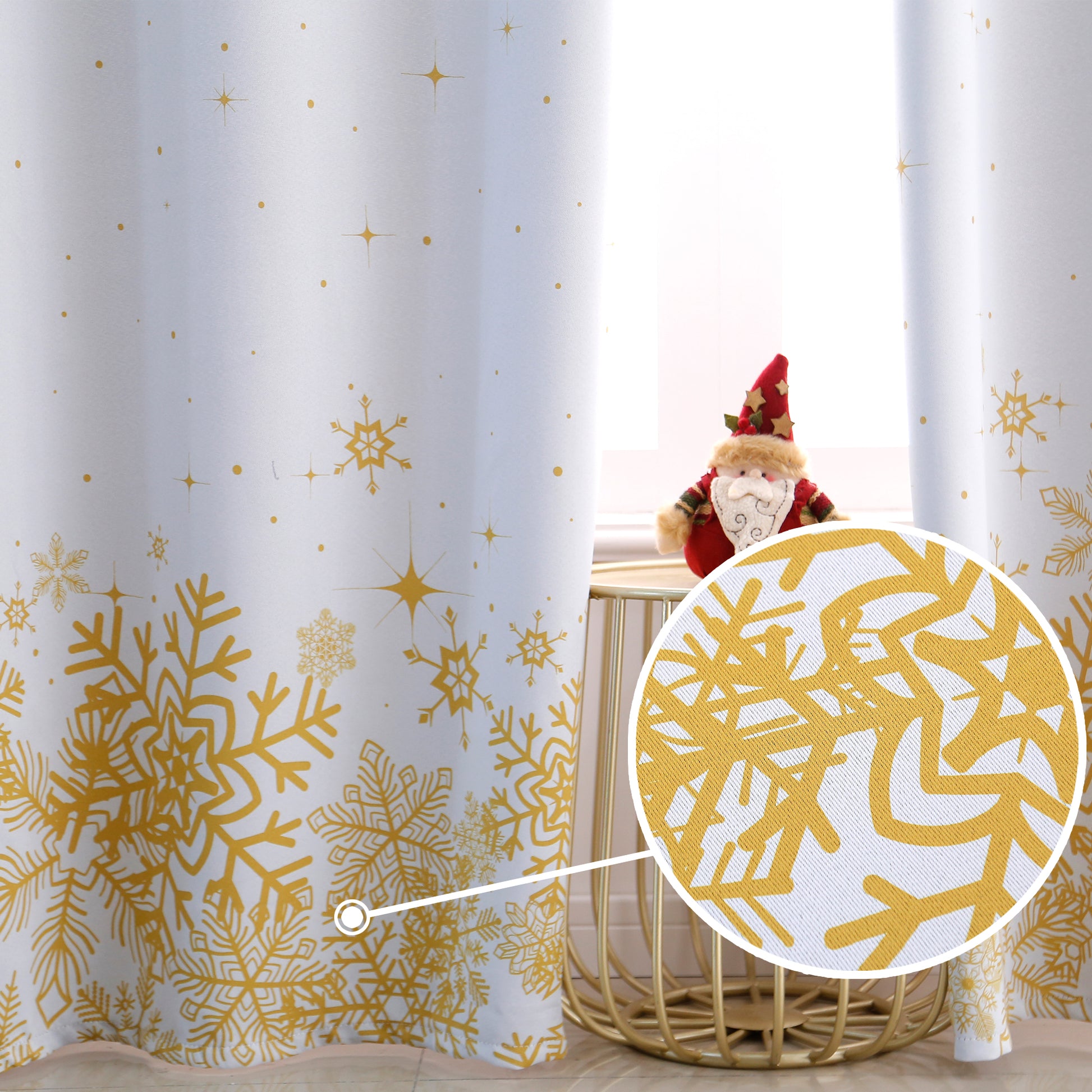Christmas Curtains - White Snowflake