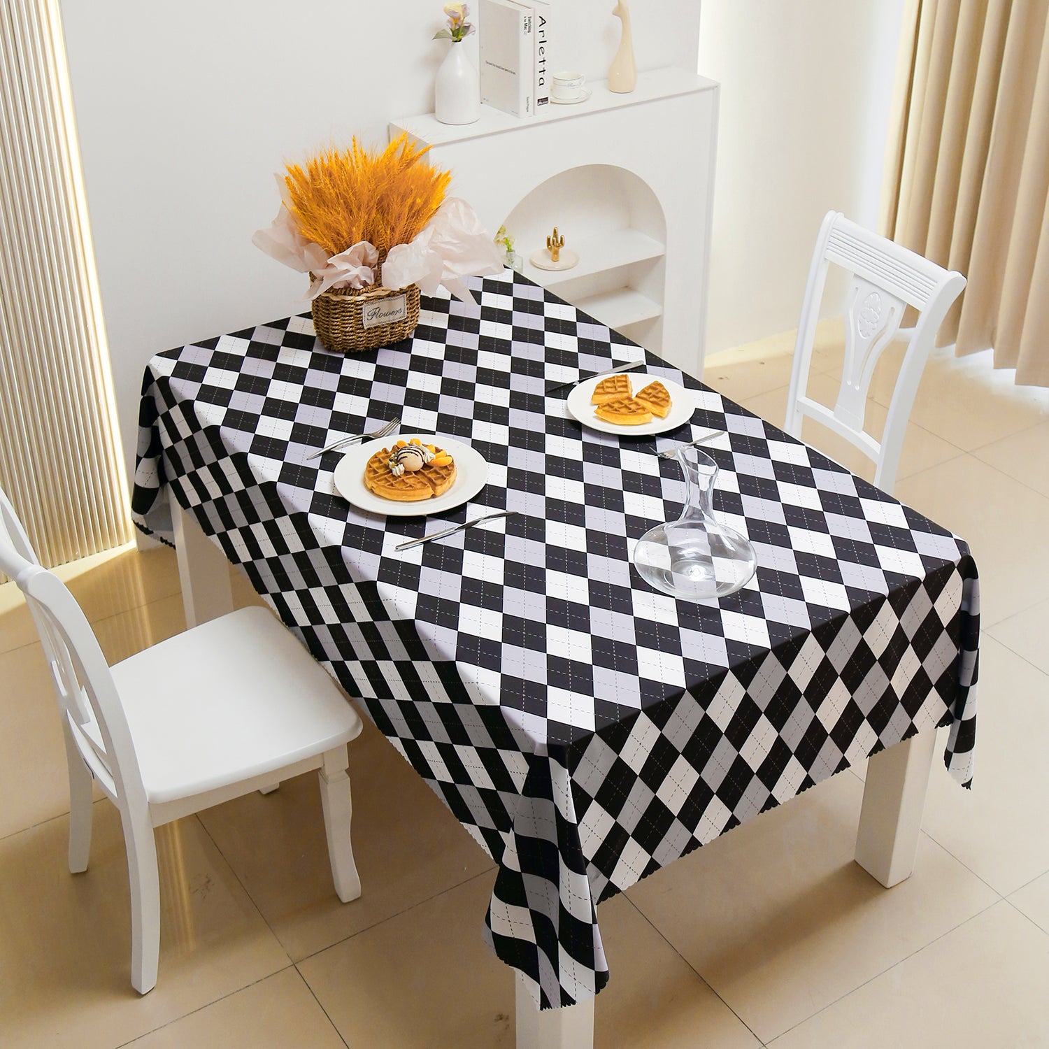 Daily Black Checker Rectangle Tablecloth