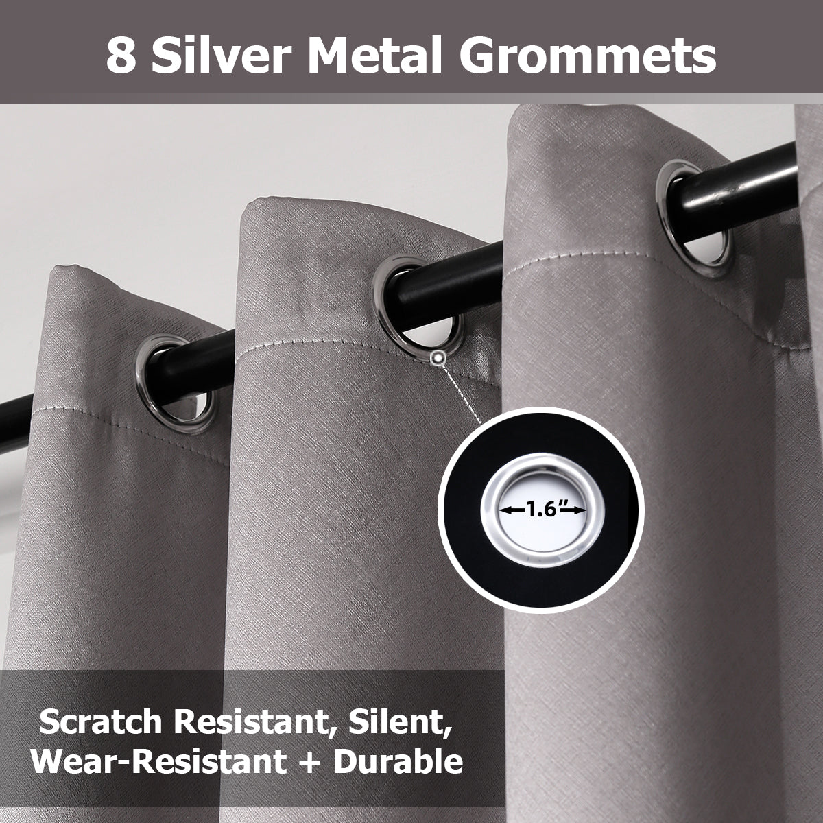 Jolly's Satin Curtains - Gray