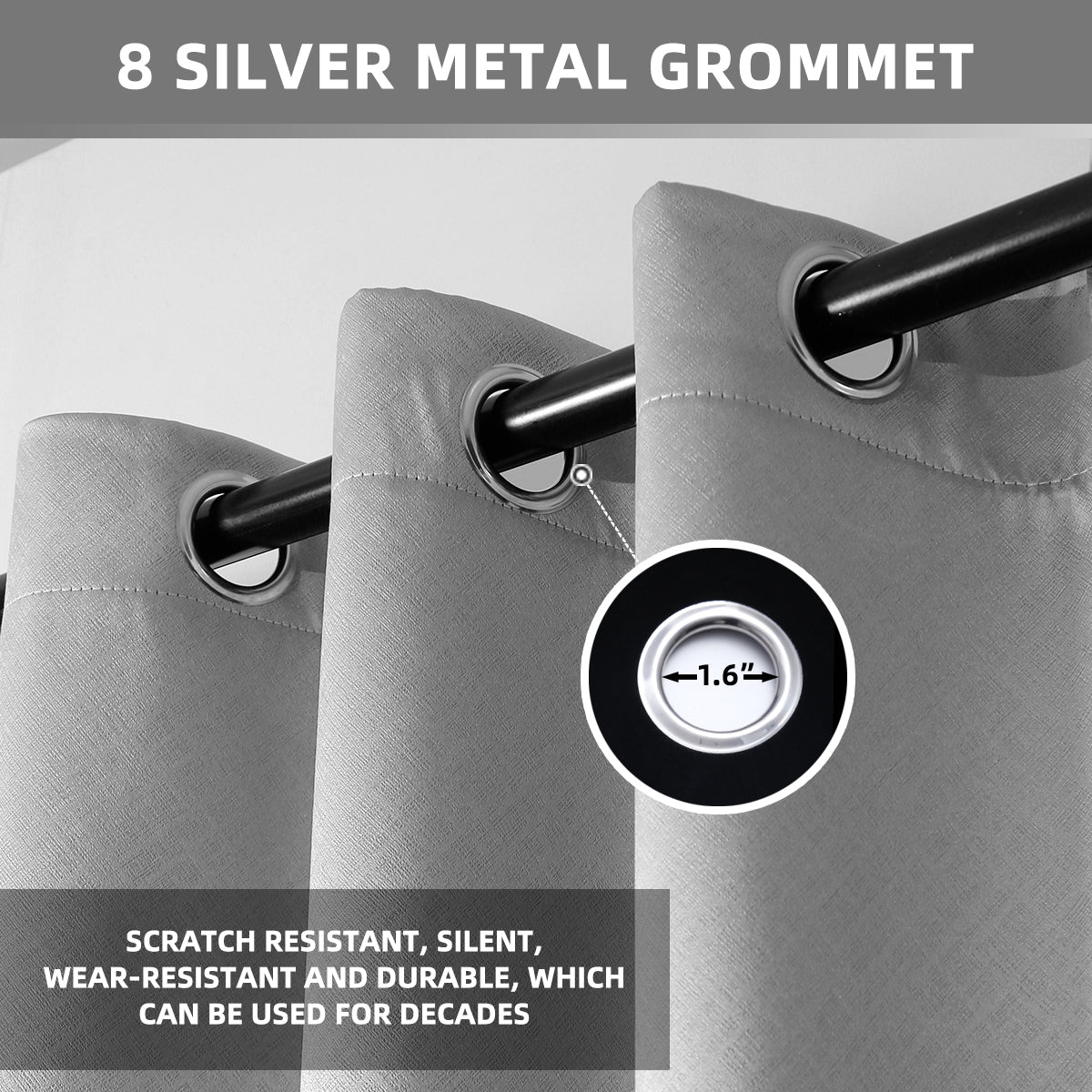 Jolly's Satin Curtains - Light Gray