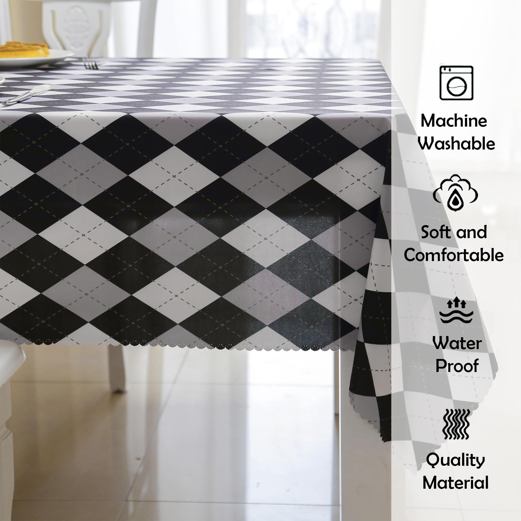 Daily Black Checker Rectangle Tablecloth