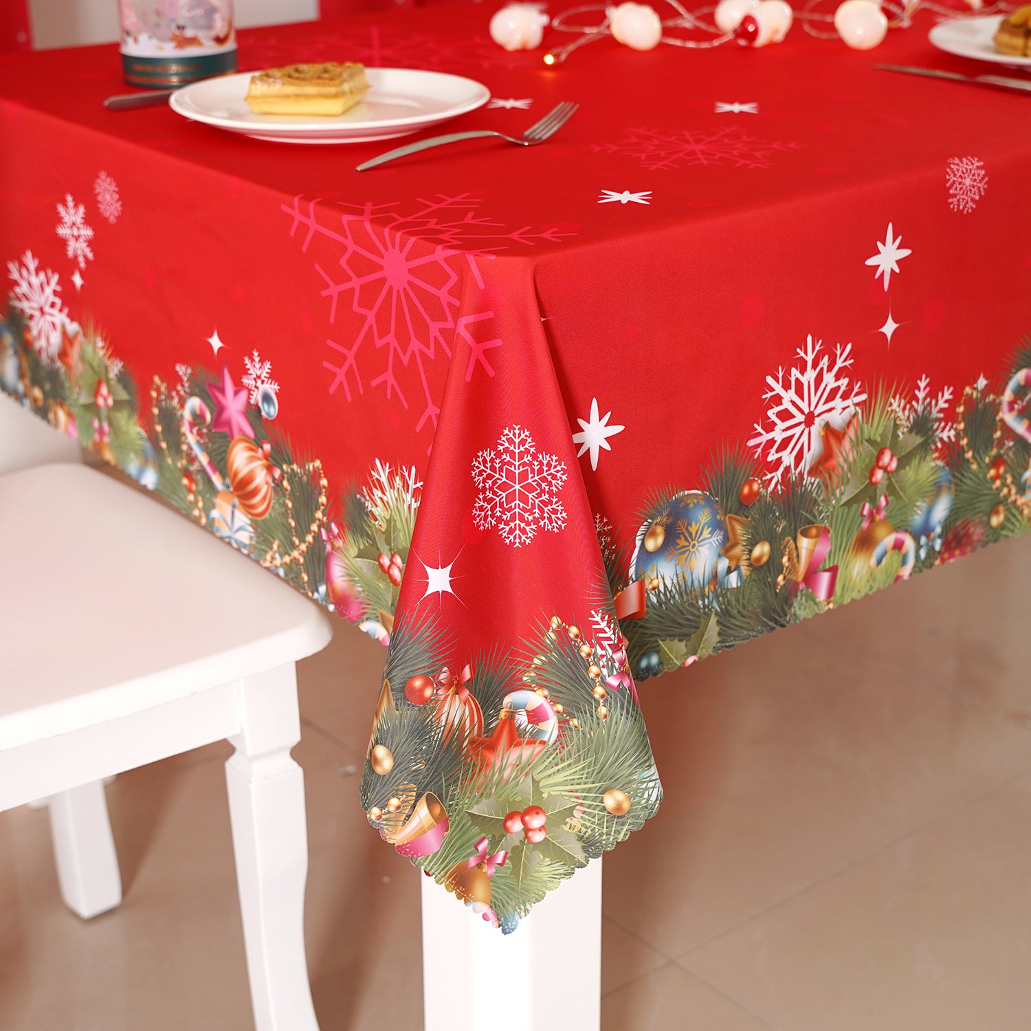 Christmas Red Xmas Tree Pattern Rectangle Tablecloth