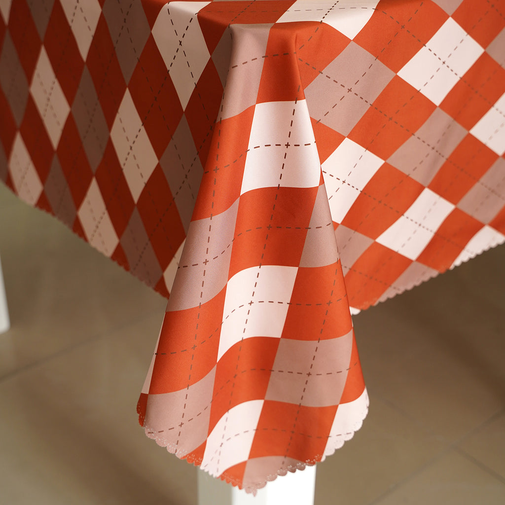 Daily Orange Checker Rectangle Tablecloth