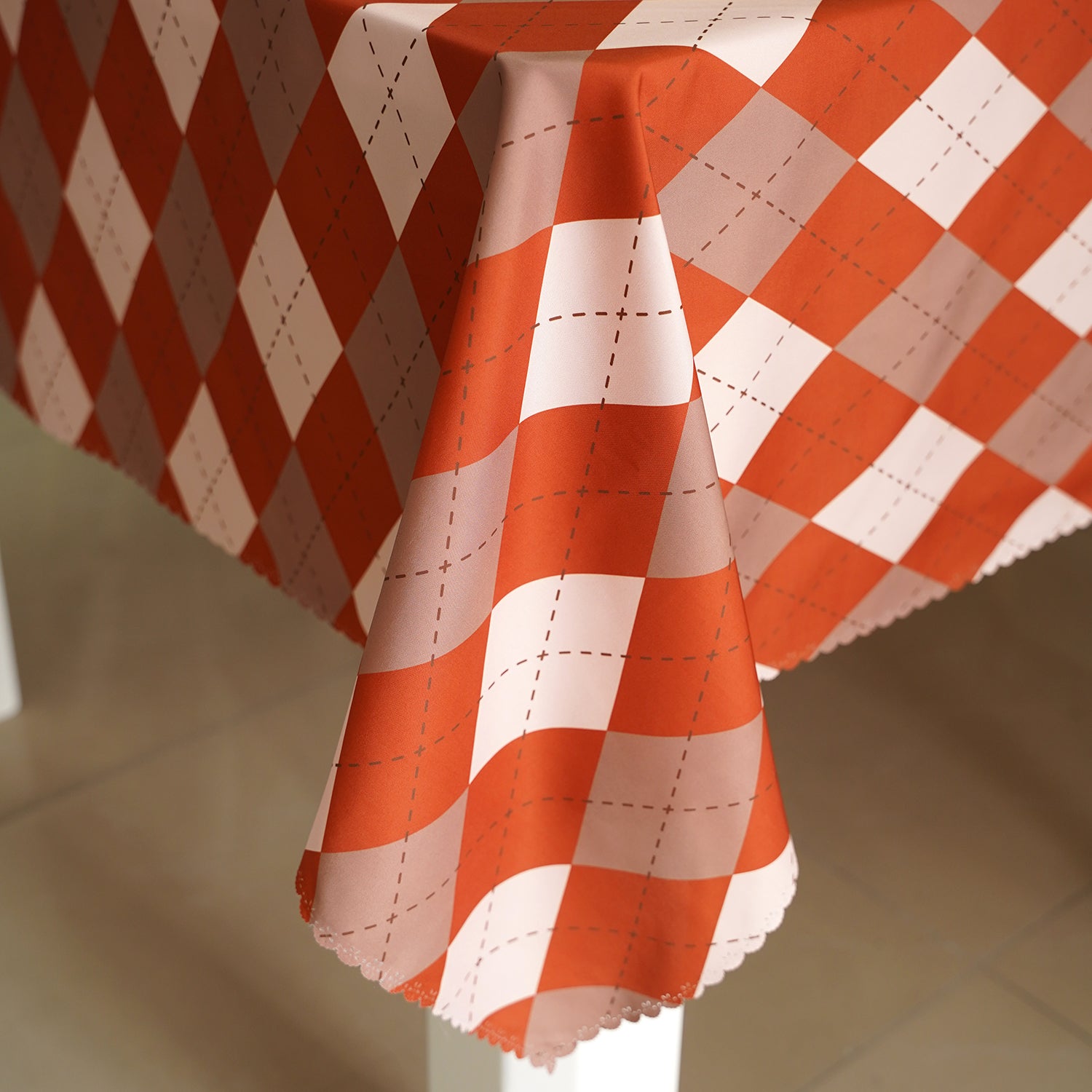 Daily Orange Checker Rectangle Tablecloth