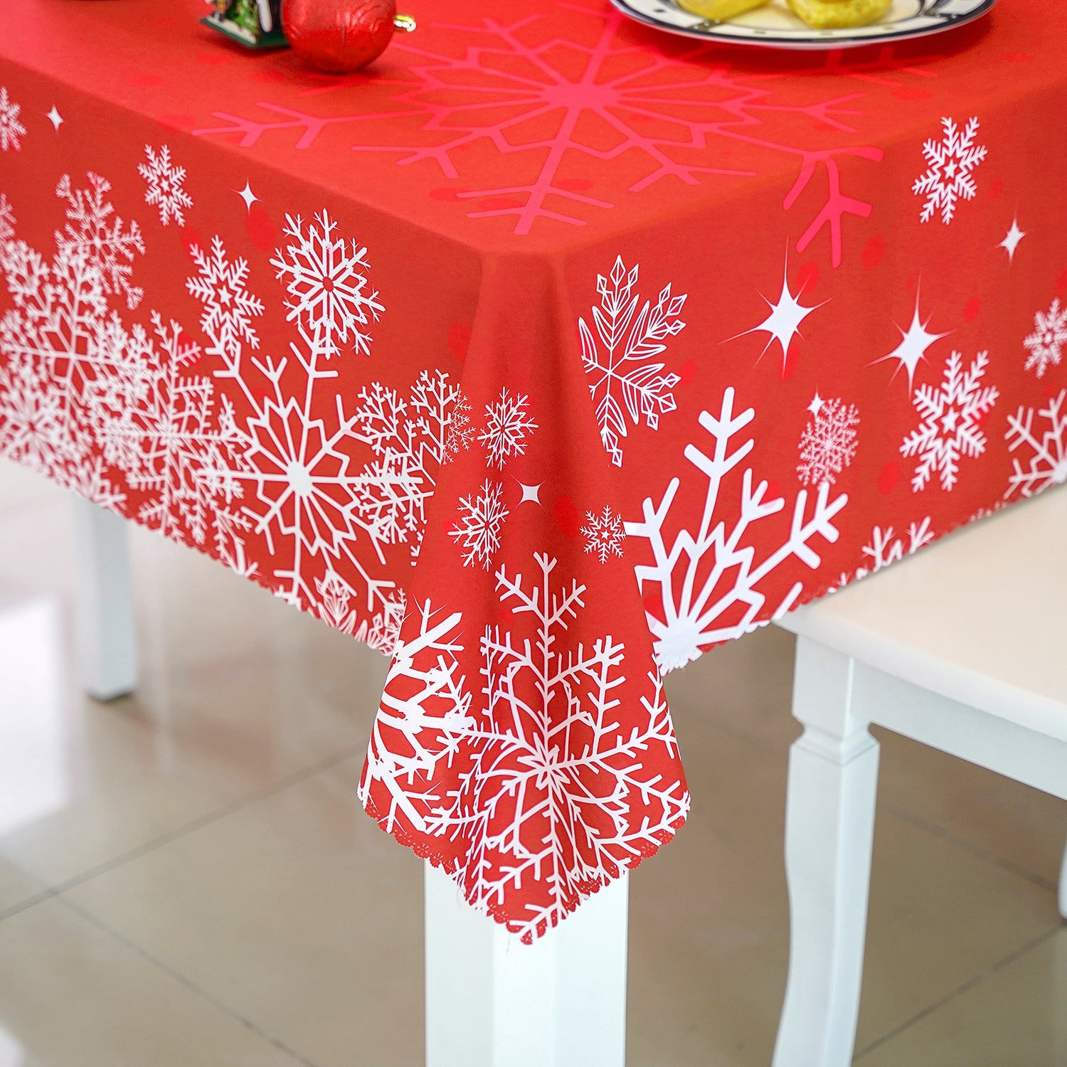 Christmas Snowflake Pattern Rectangle Tablecloth