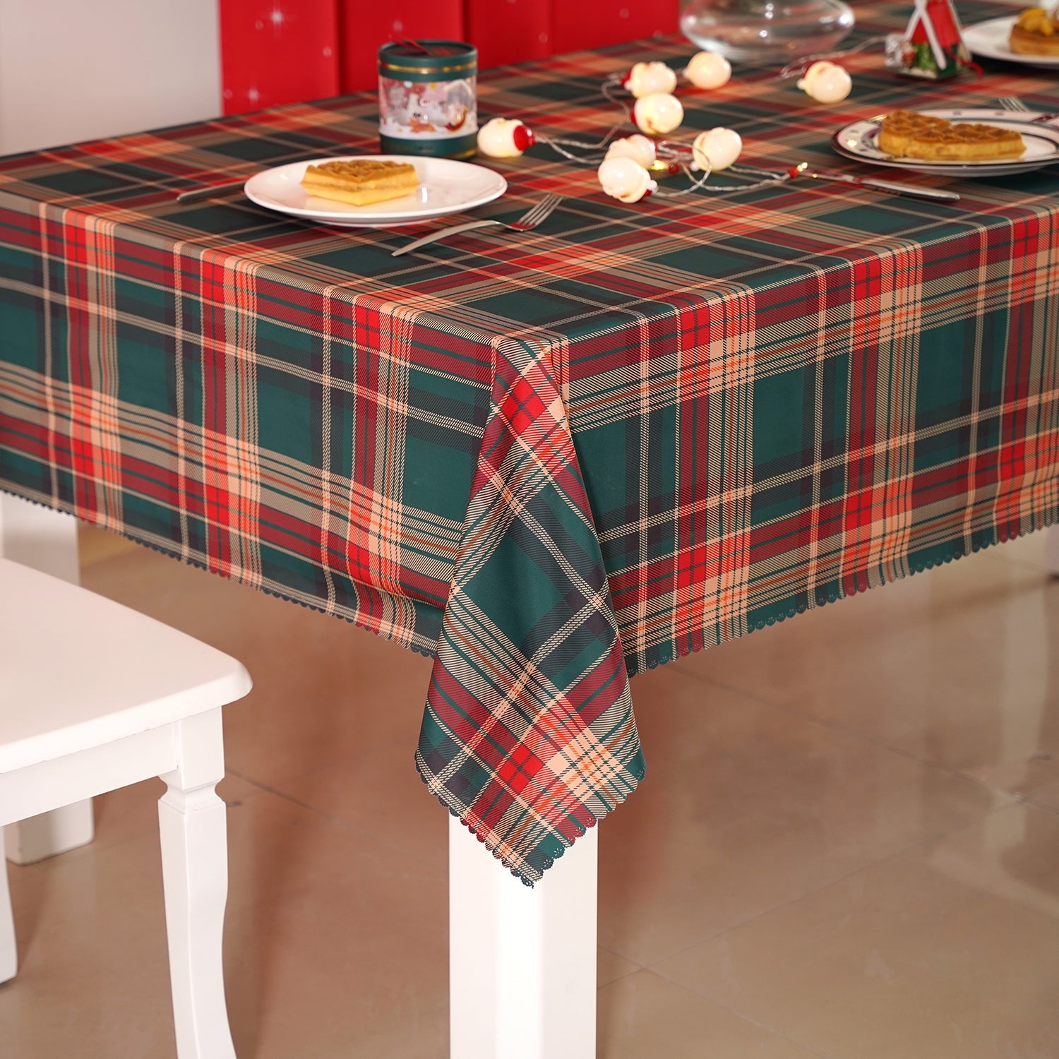 Christmas Tartan Plaid Rectangle Tablecloth - Green-Red