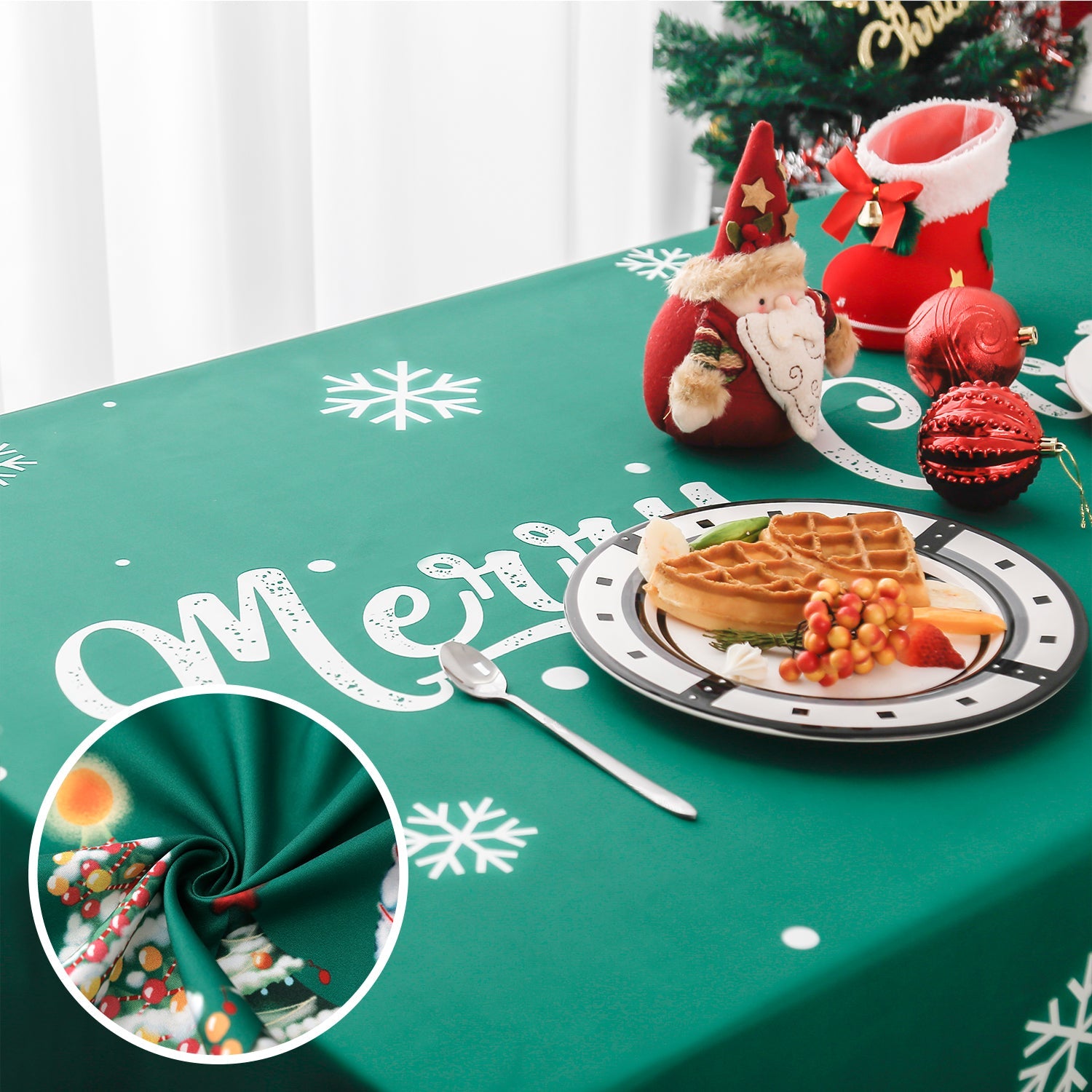 Christmas Log Cabin Pattern Rectangle Tablecloth - Green