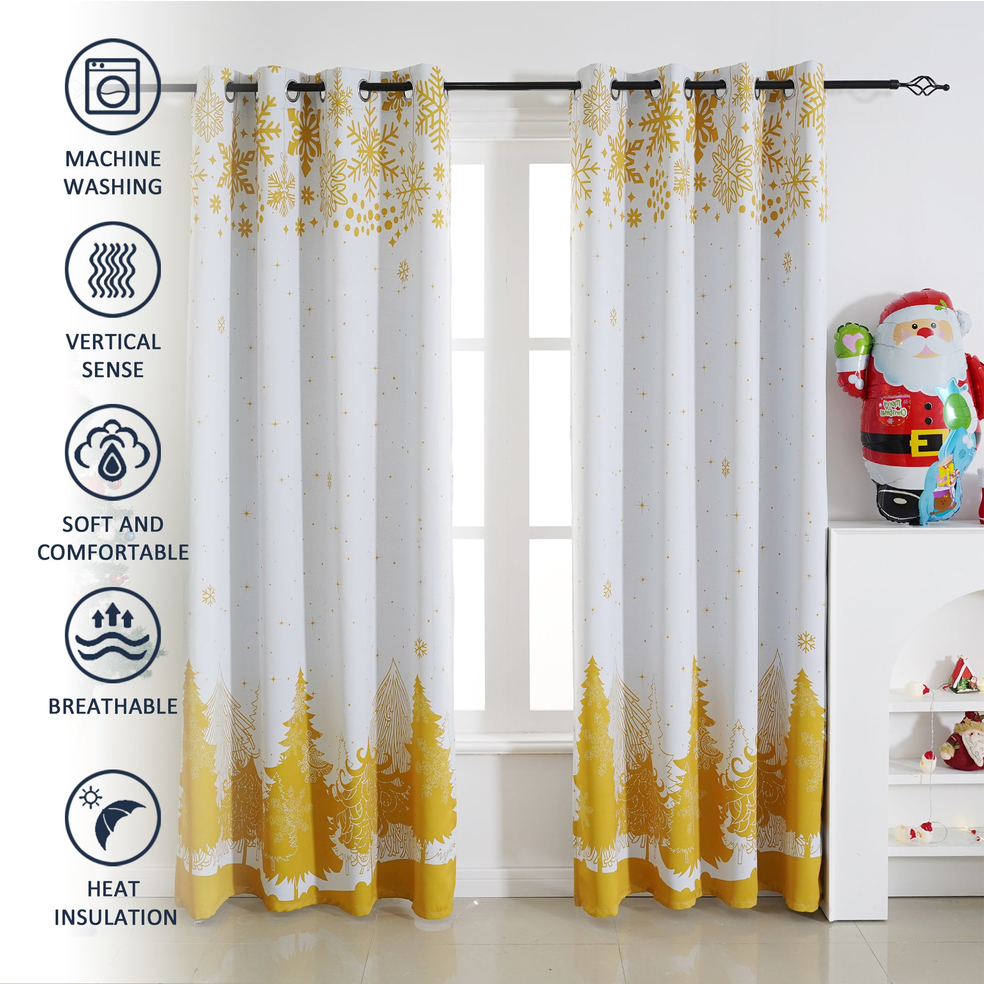 Christmas Curtains - White Xmas Trees
