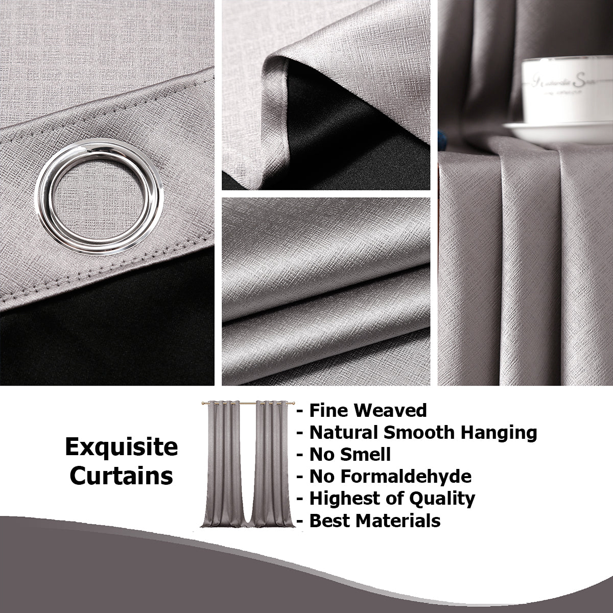 Jolly's Satin Curtains - Gray