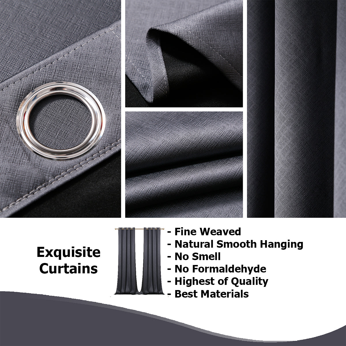 Jolly's Satin Curtains - Dark Gray