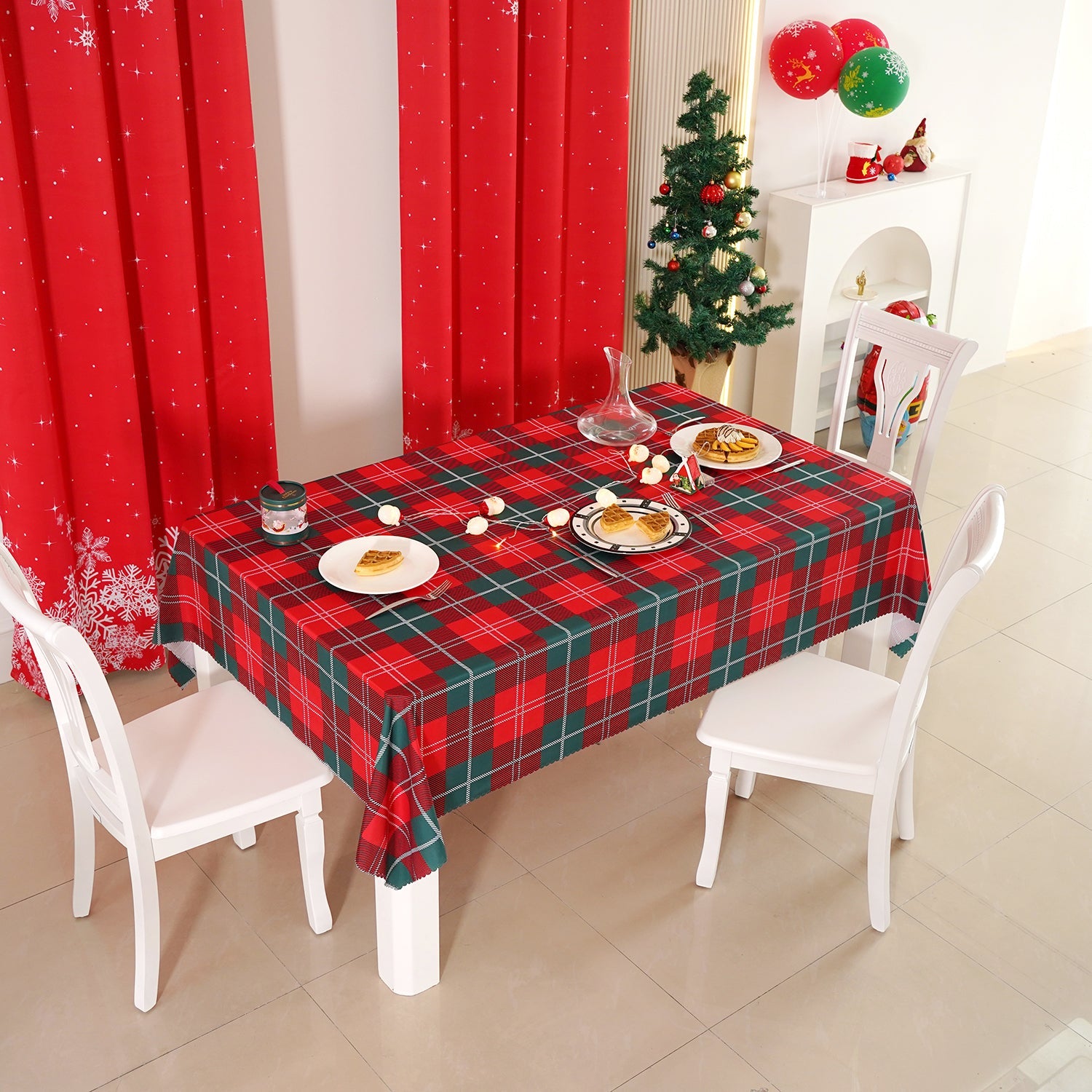 Christmas Tartan Plaid Rectangle Tablecloth - Red-Green