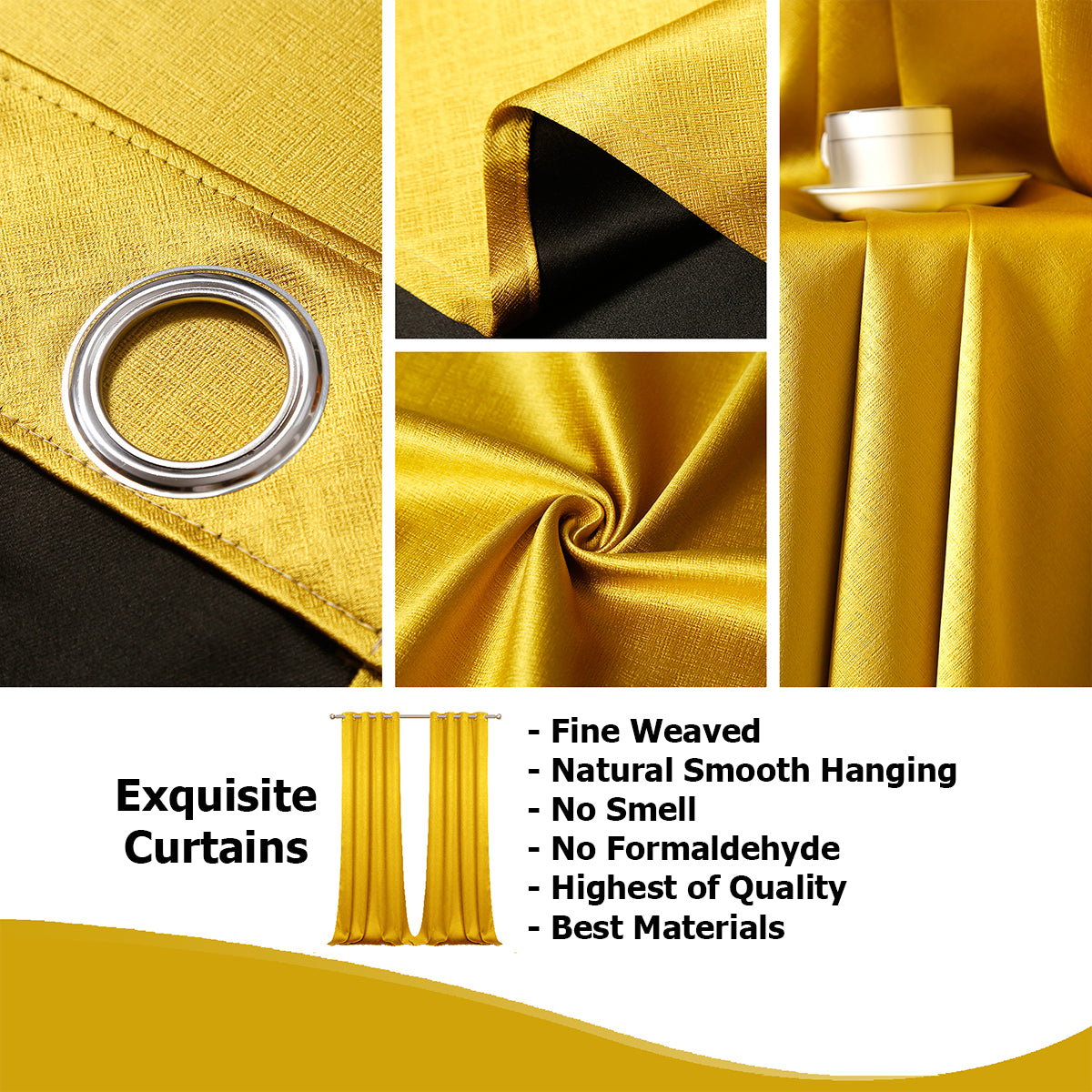 Jolly's Satin Curtains - Yellow