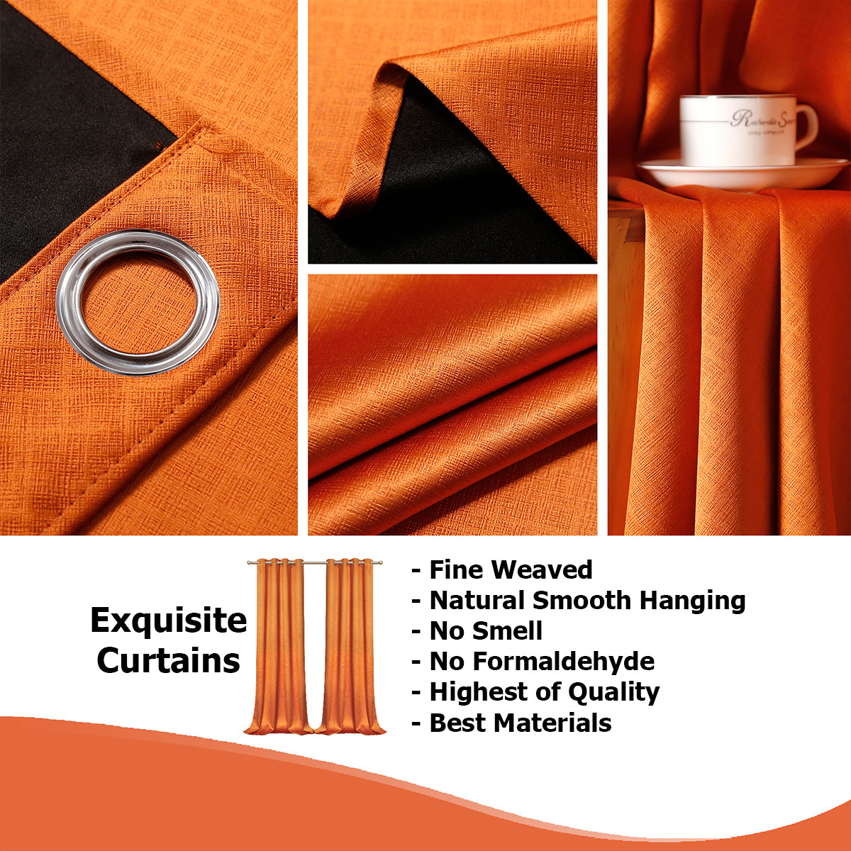Jolly's Satin Curtains - Orange