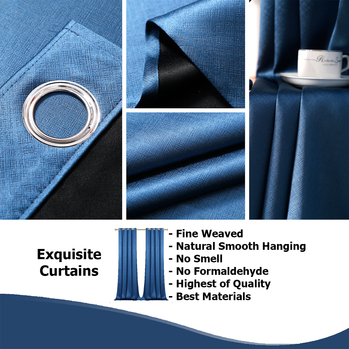 Jolly's Satin Curtains - Ocean Blue