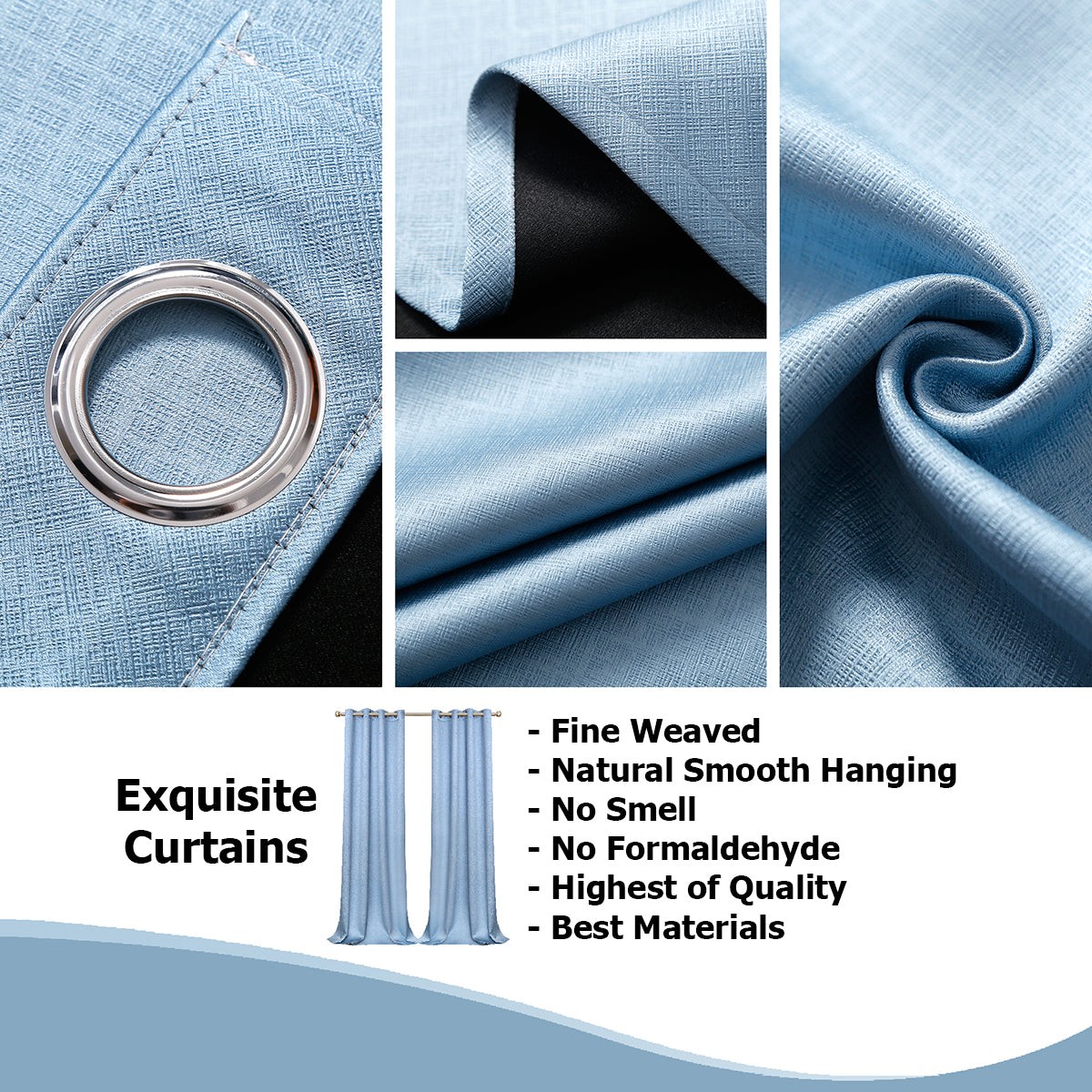 Jolly's Satin Curtains - Light Blue