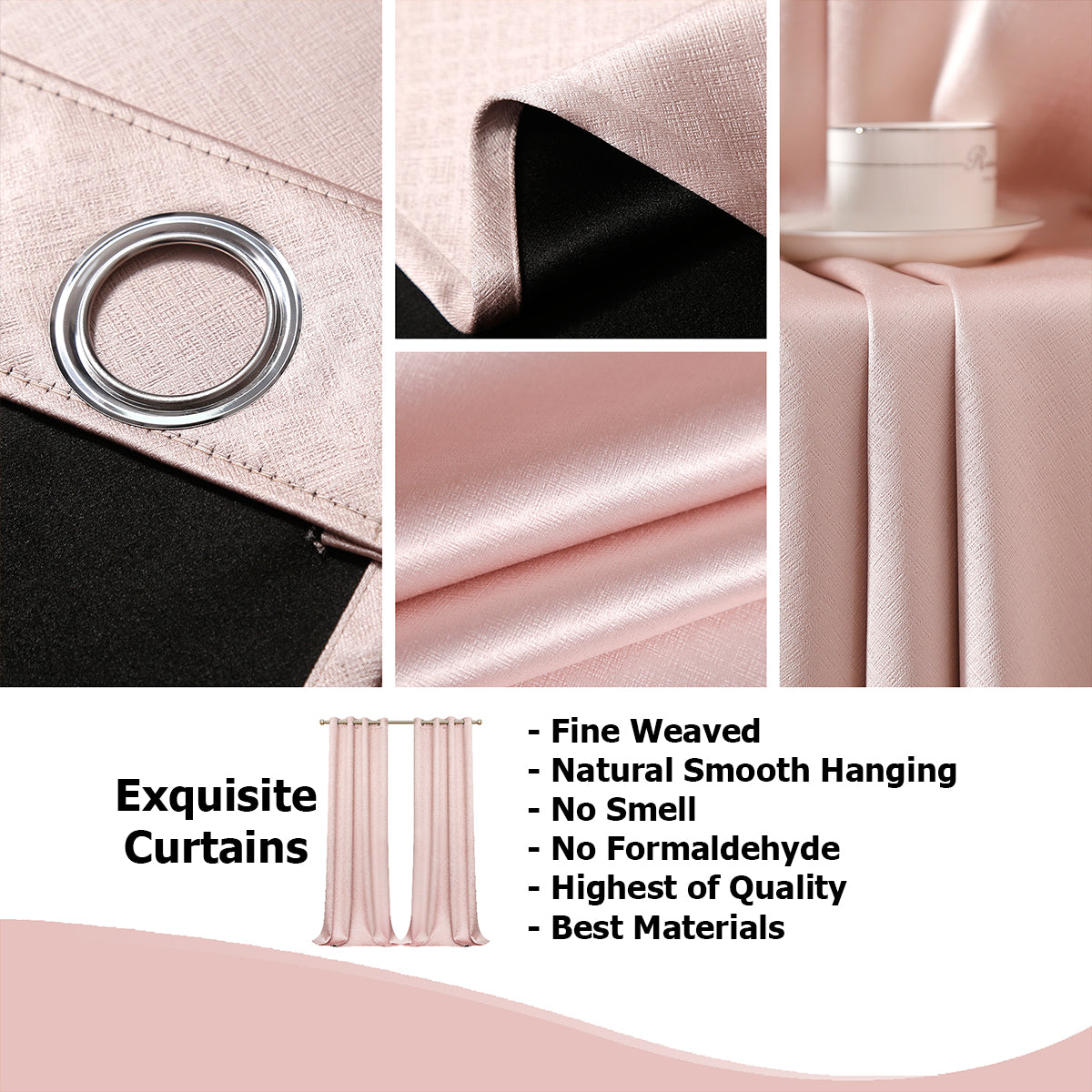 Jolly's Satin Curtains - Pink