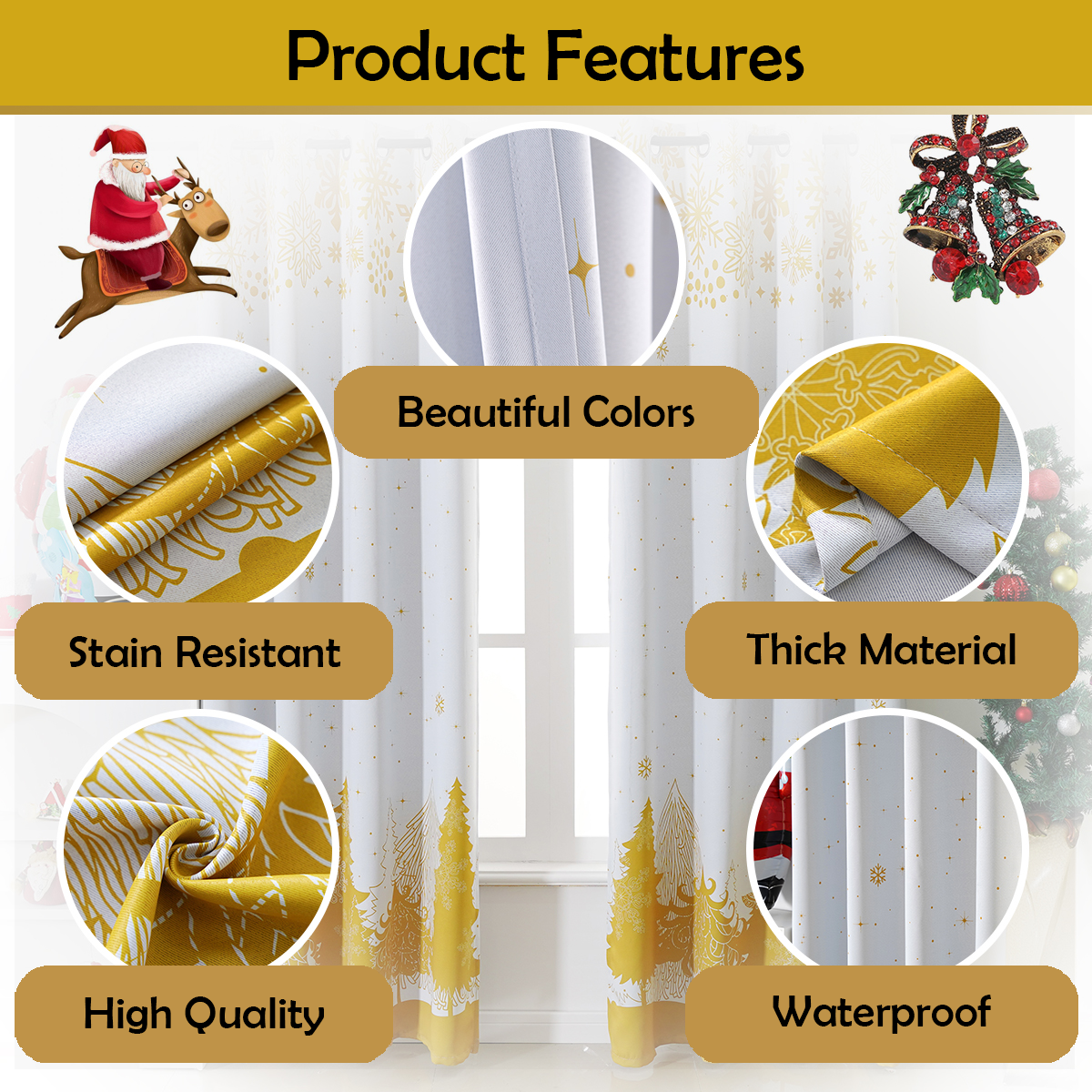 Christmas Curtains - White Xmas Trees