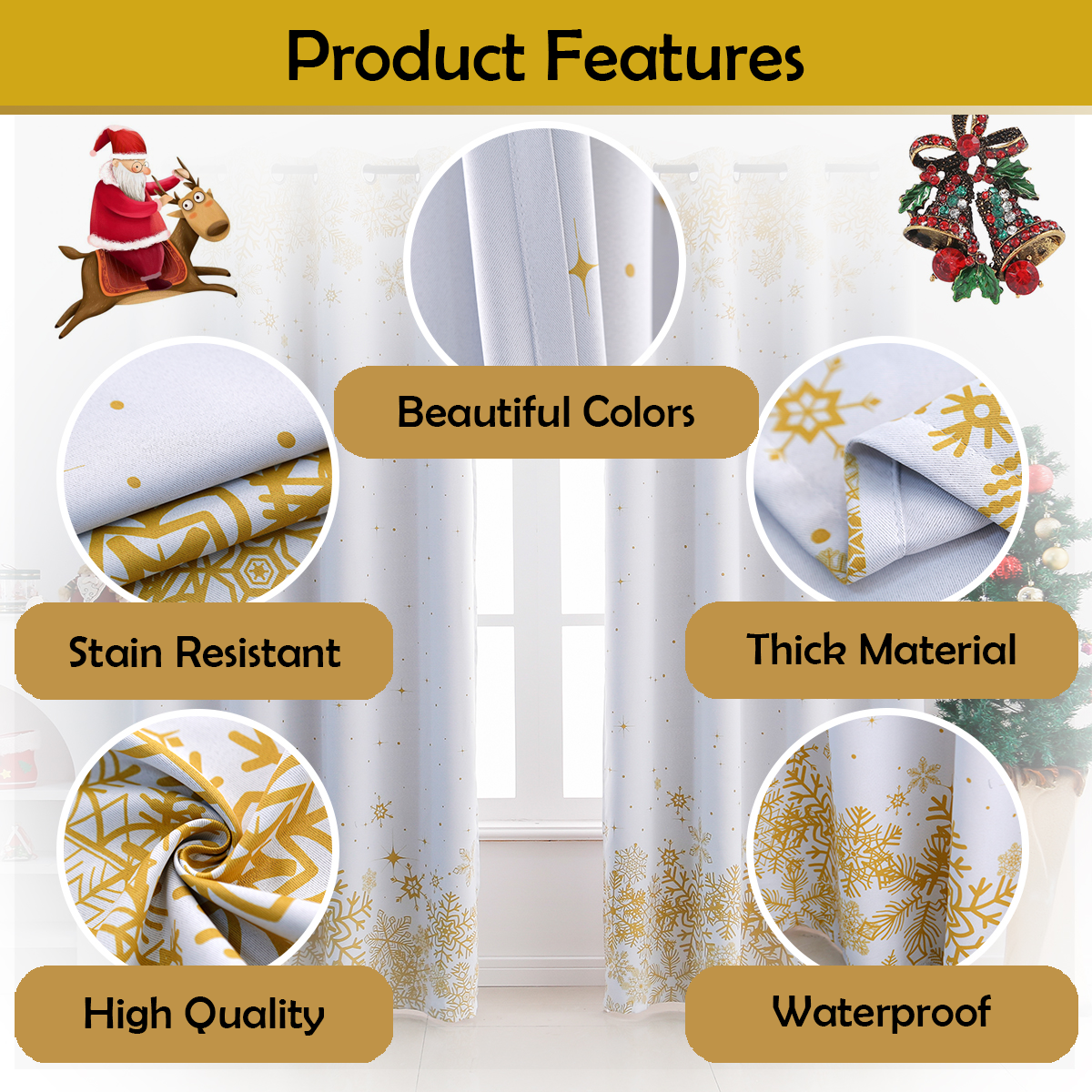 Christmas Curtains - White Snowflake