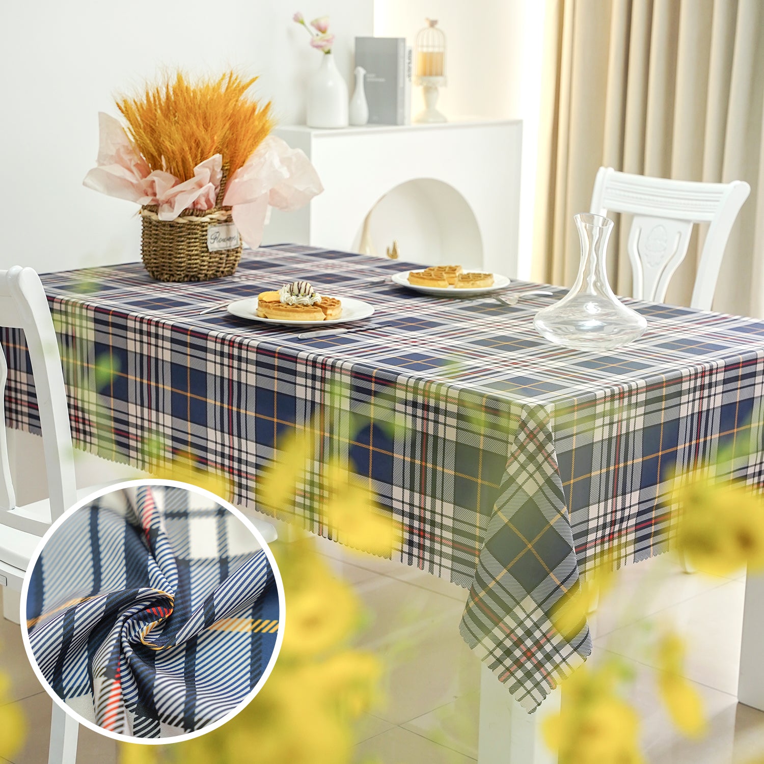 Daily Blue Tartan Plaid Rectangle Tablecloth