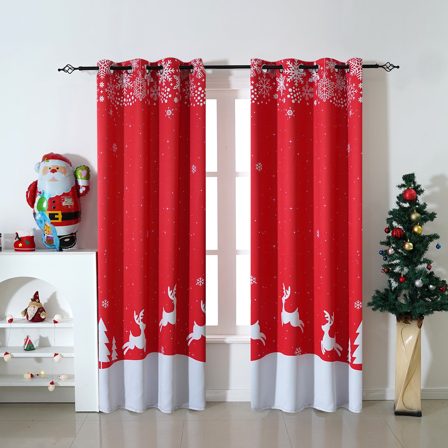 Christmas Curtains - Red Reindeer