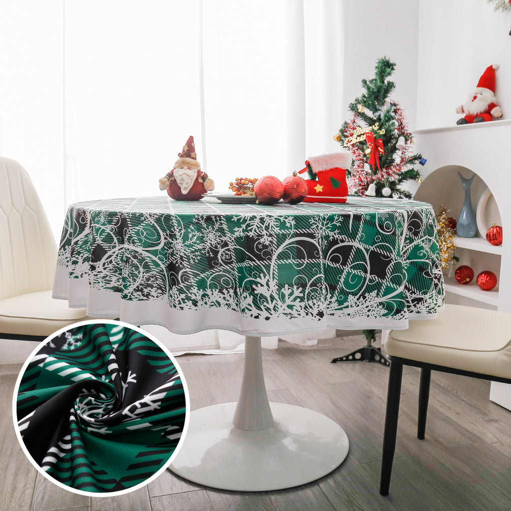Christmas Wonderland Pattern Round Tablecloth - Green Plaid