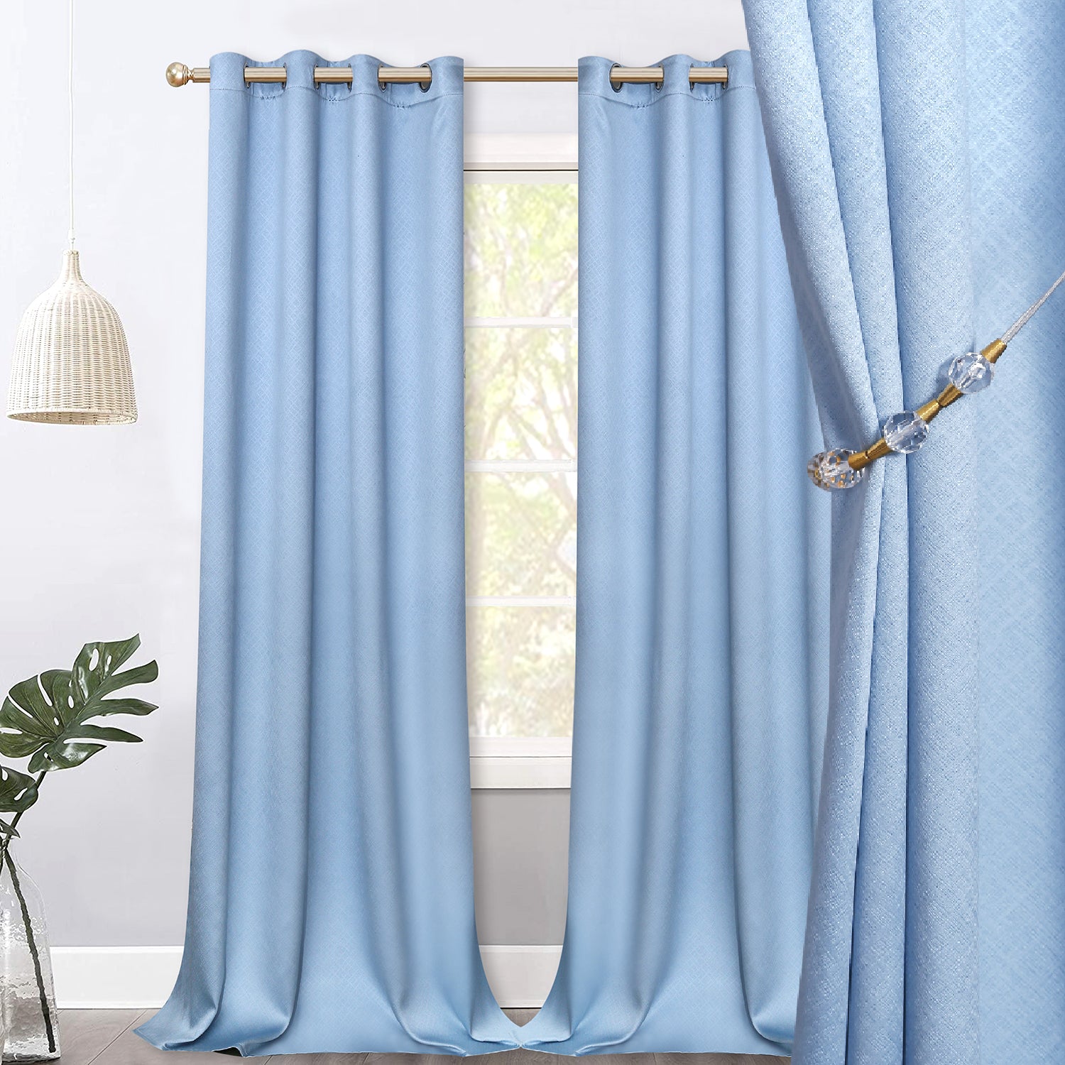 Jolly's Satin Curtains - Light Blue