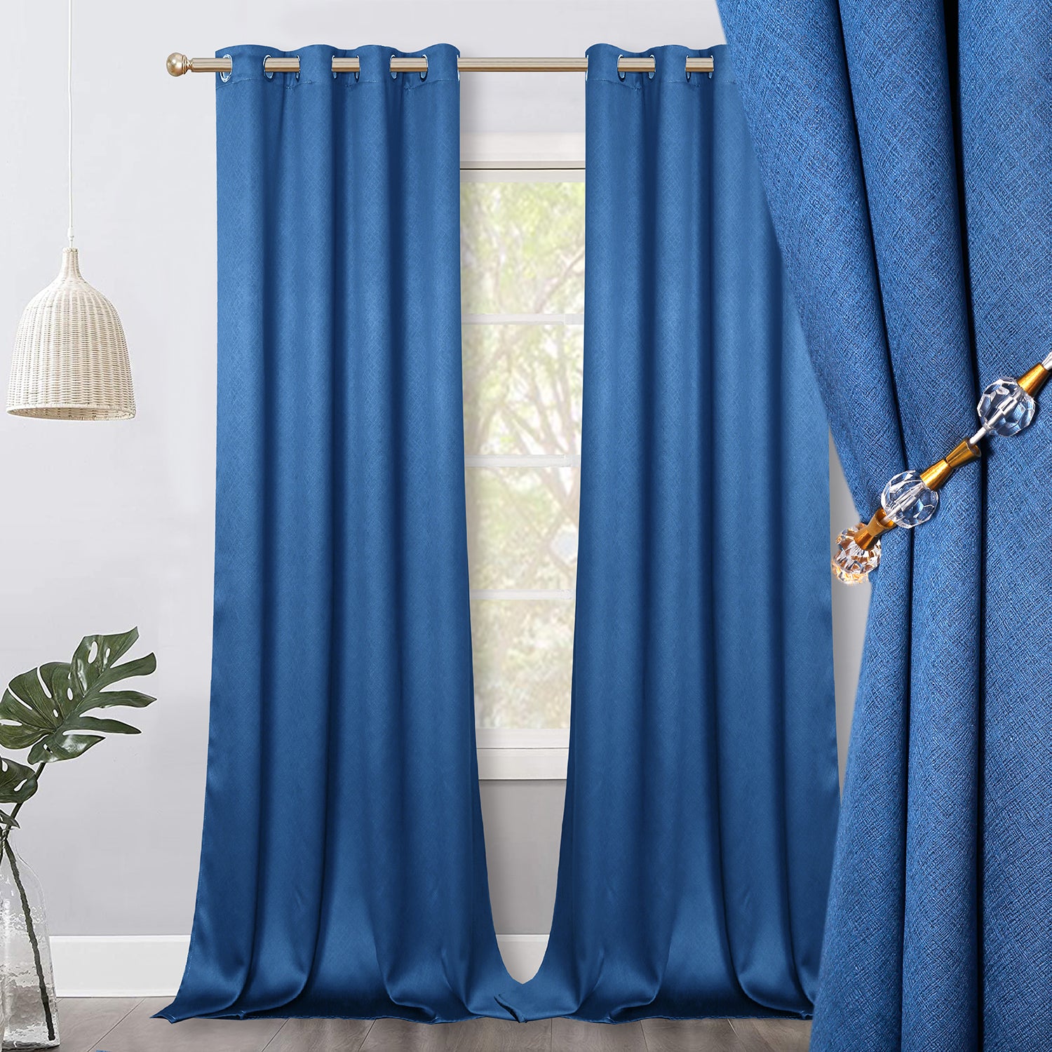 Jolly's Satin Curtains - Ocean Blue